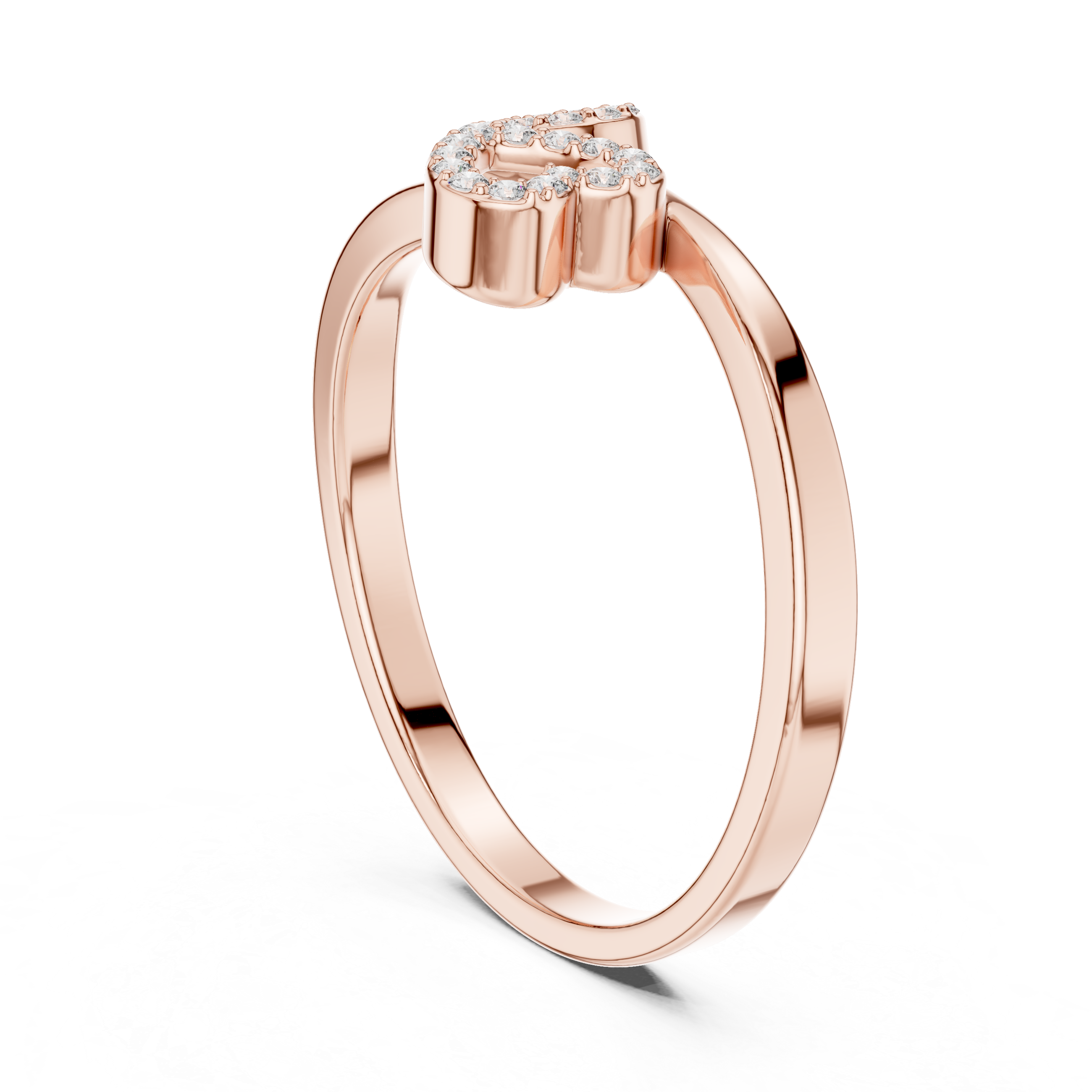 Diamond Open Circle & Heart Ring – Modern Pavé Love Ring