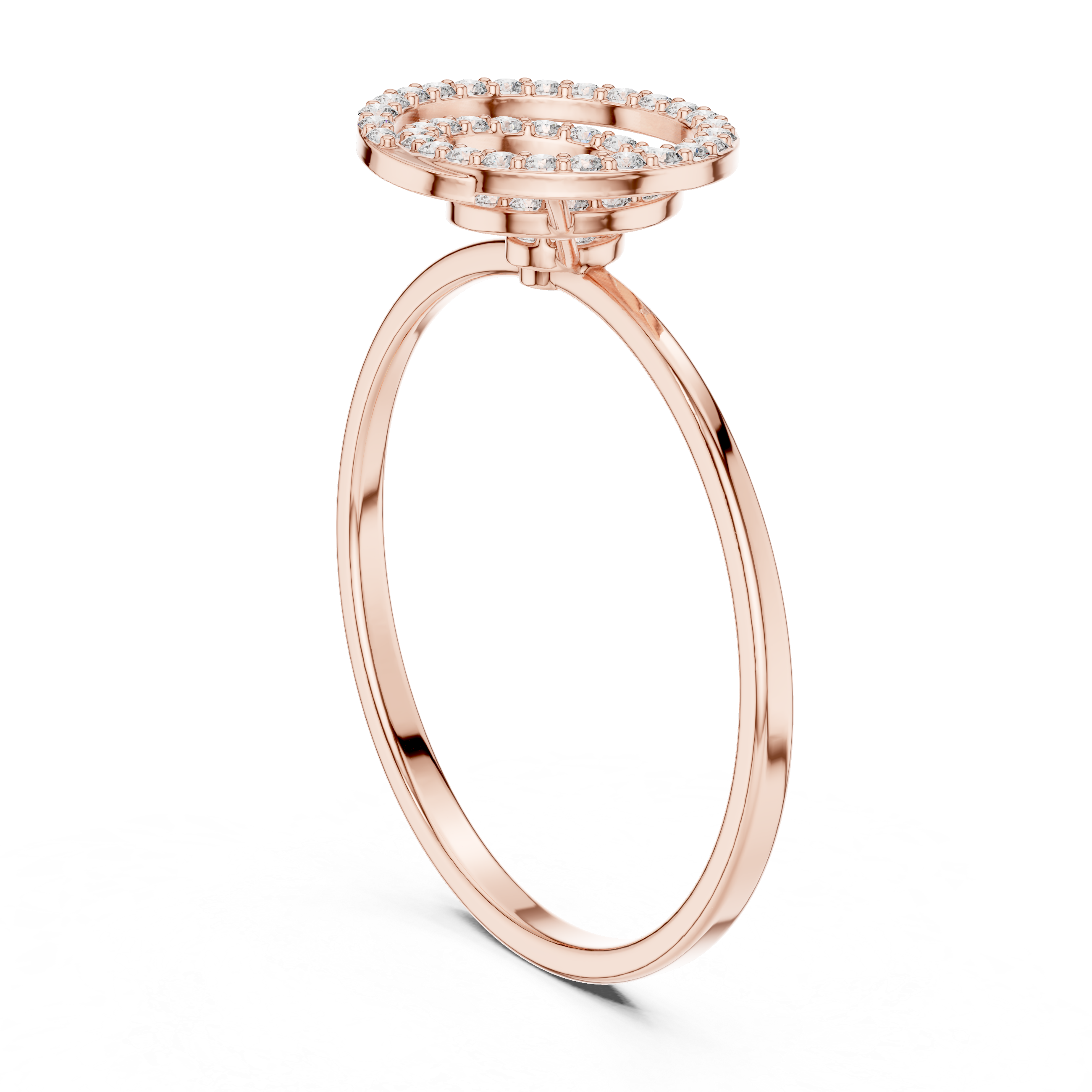 Diamond Spiral Circle Ring – Modern Pavé Swirl Statement Ring