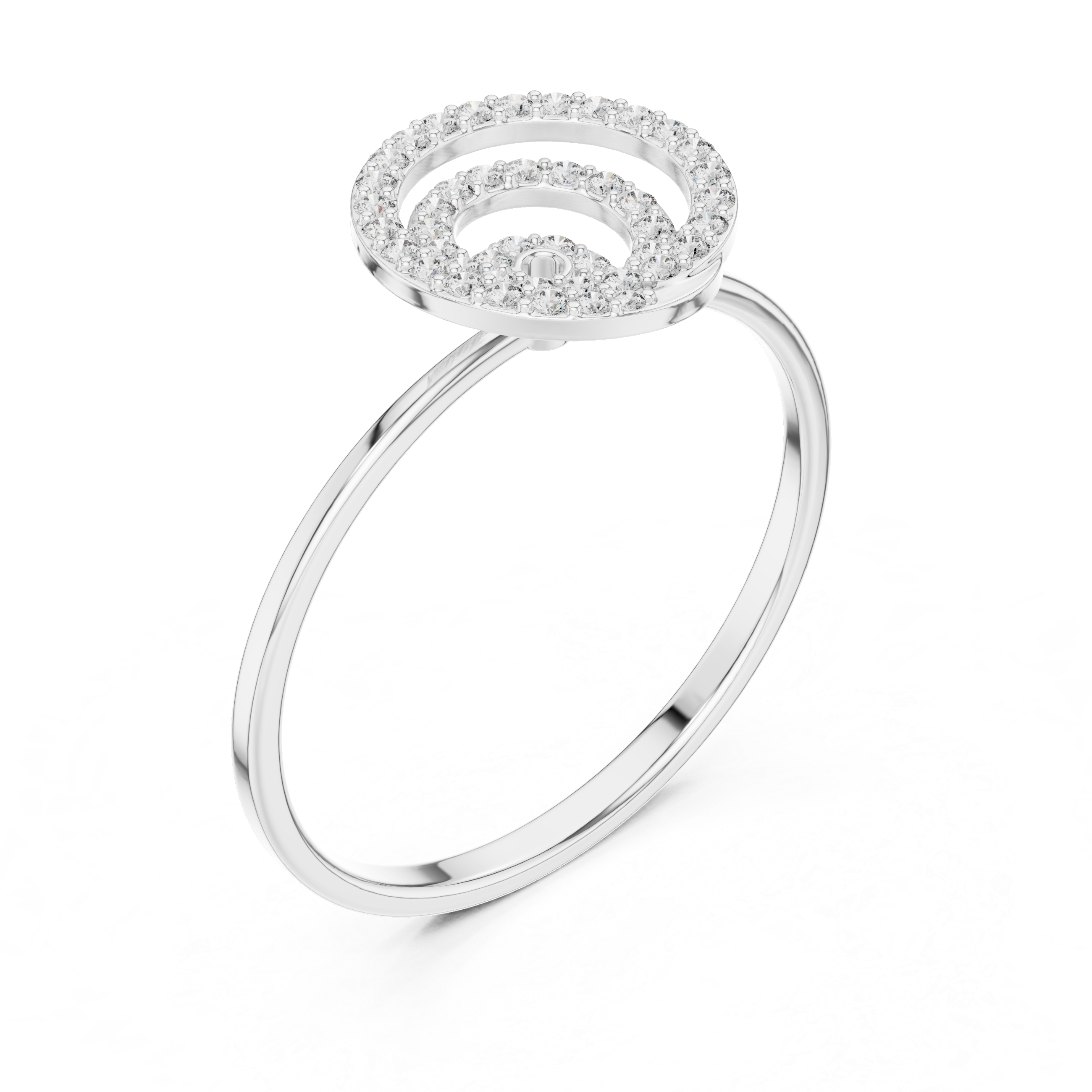 Diamond Spiral Circle Ring – Modern Pavé Swirl Statement Ring