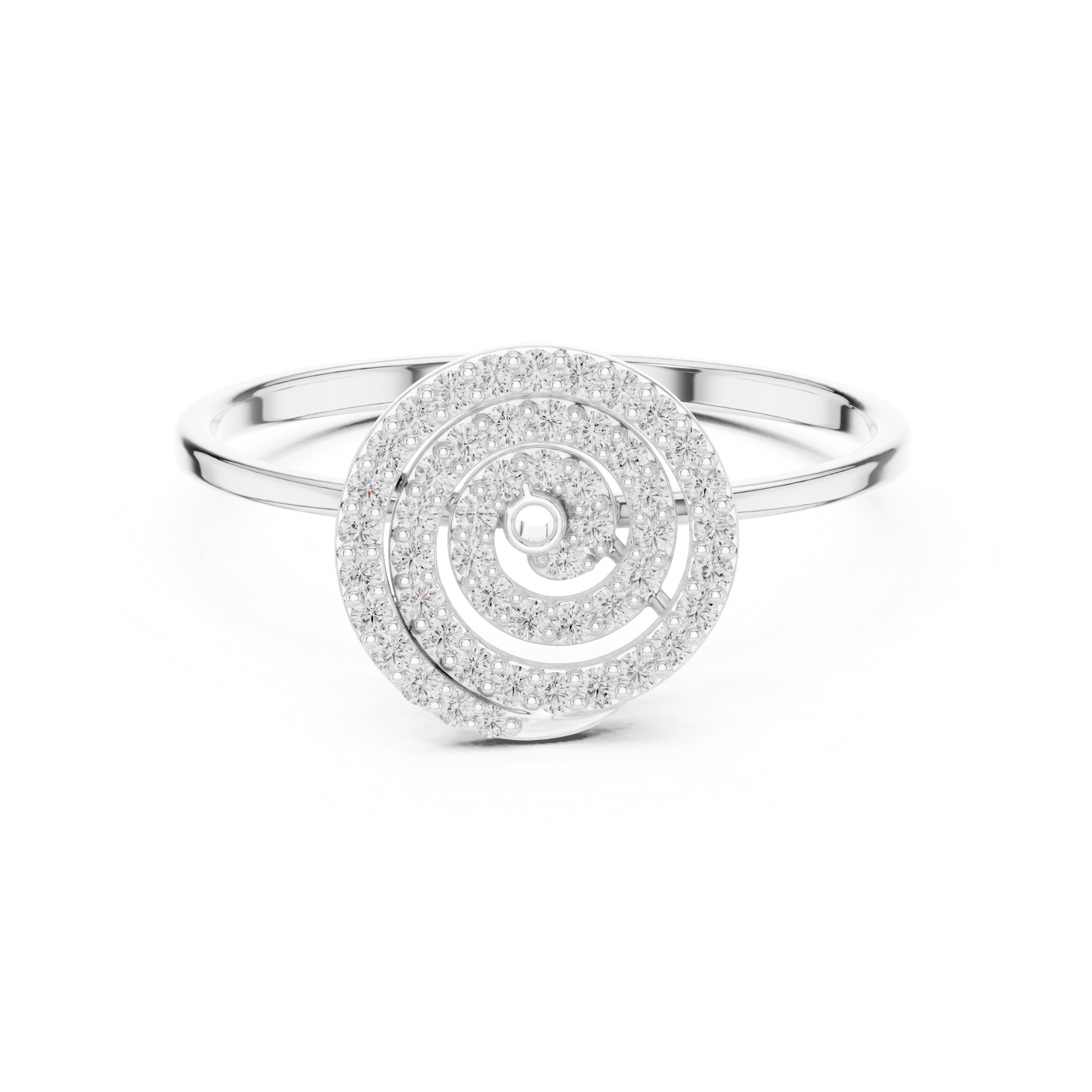 Diamond Spiral Circle Ring – Modern Pavé Swirl Statement Ring