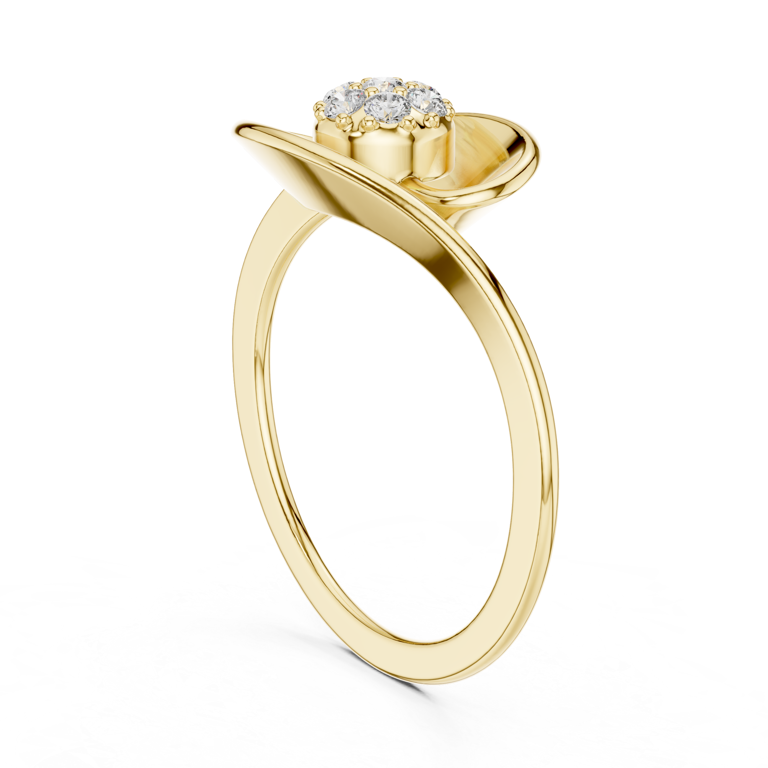 Diamond Swirl Cluster Ring – Modern Flowing Wave Statement Ring