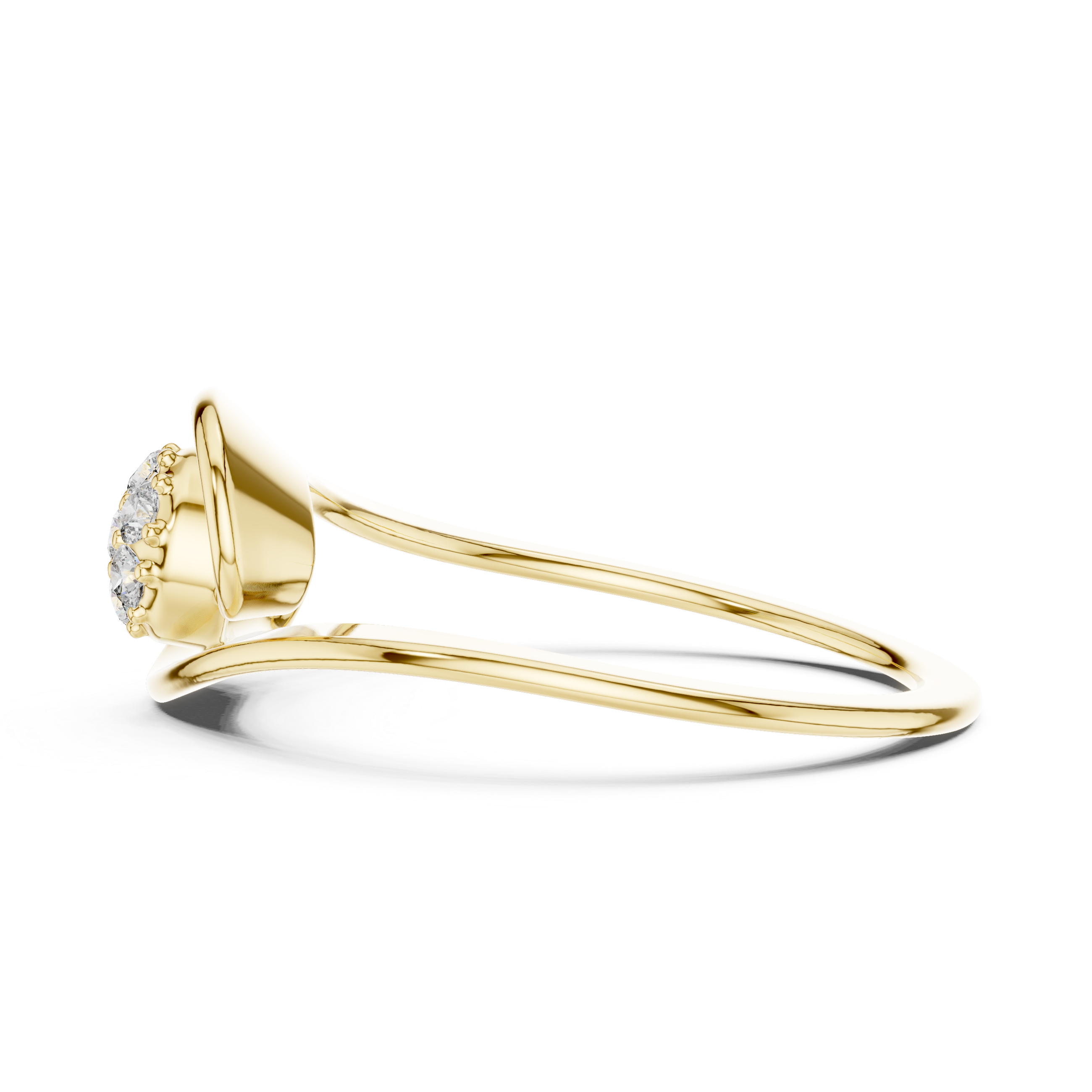 Diamond Swirl Cluster Ring – Modern Flowing Wave Statement Ring