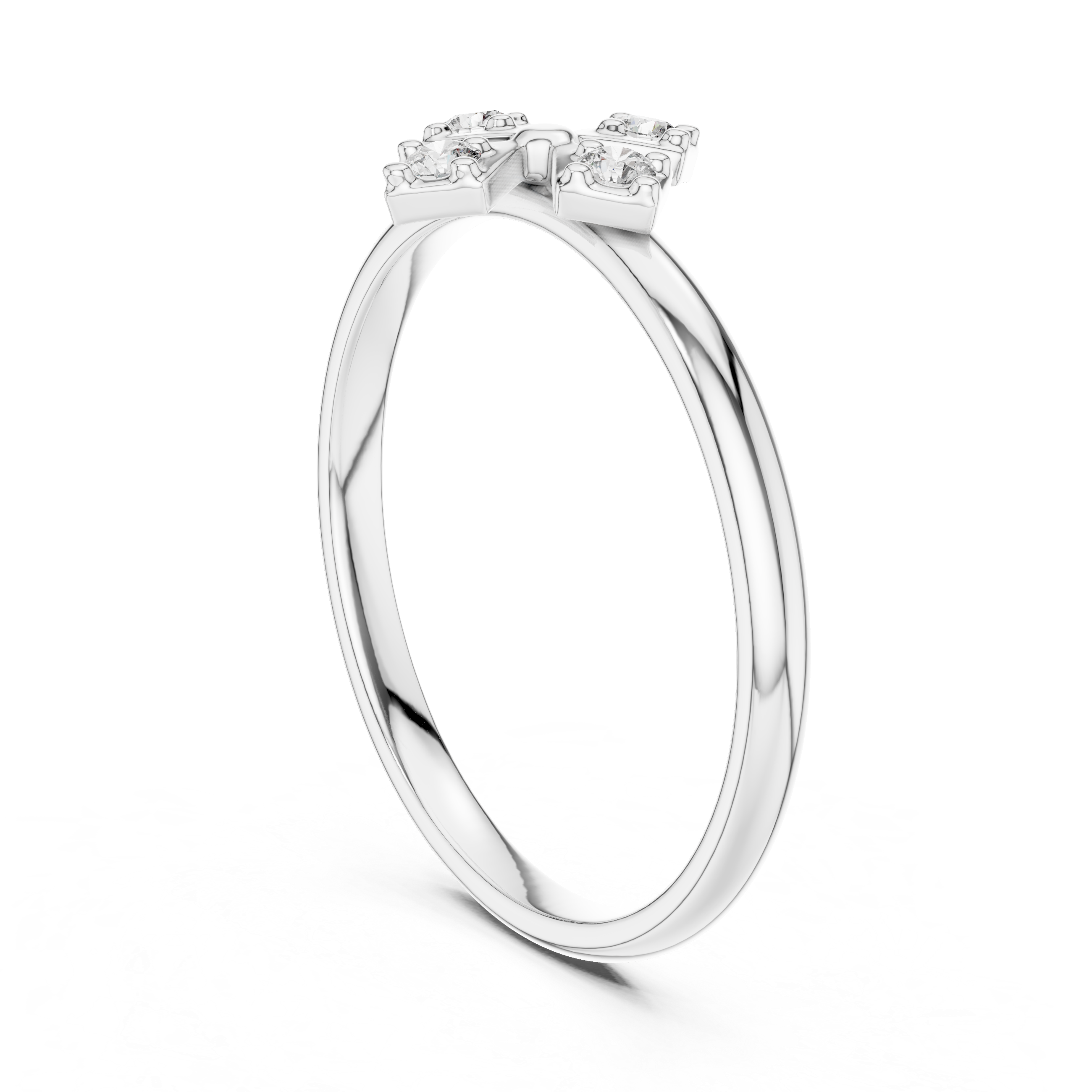 Four Diamond Compass Ring – Geometric Minimalist Cluster Ring