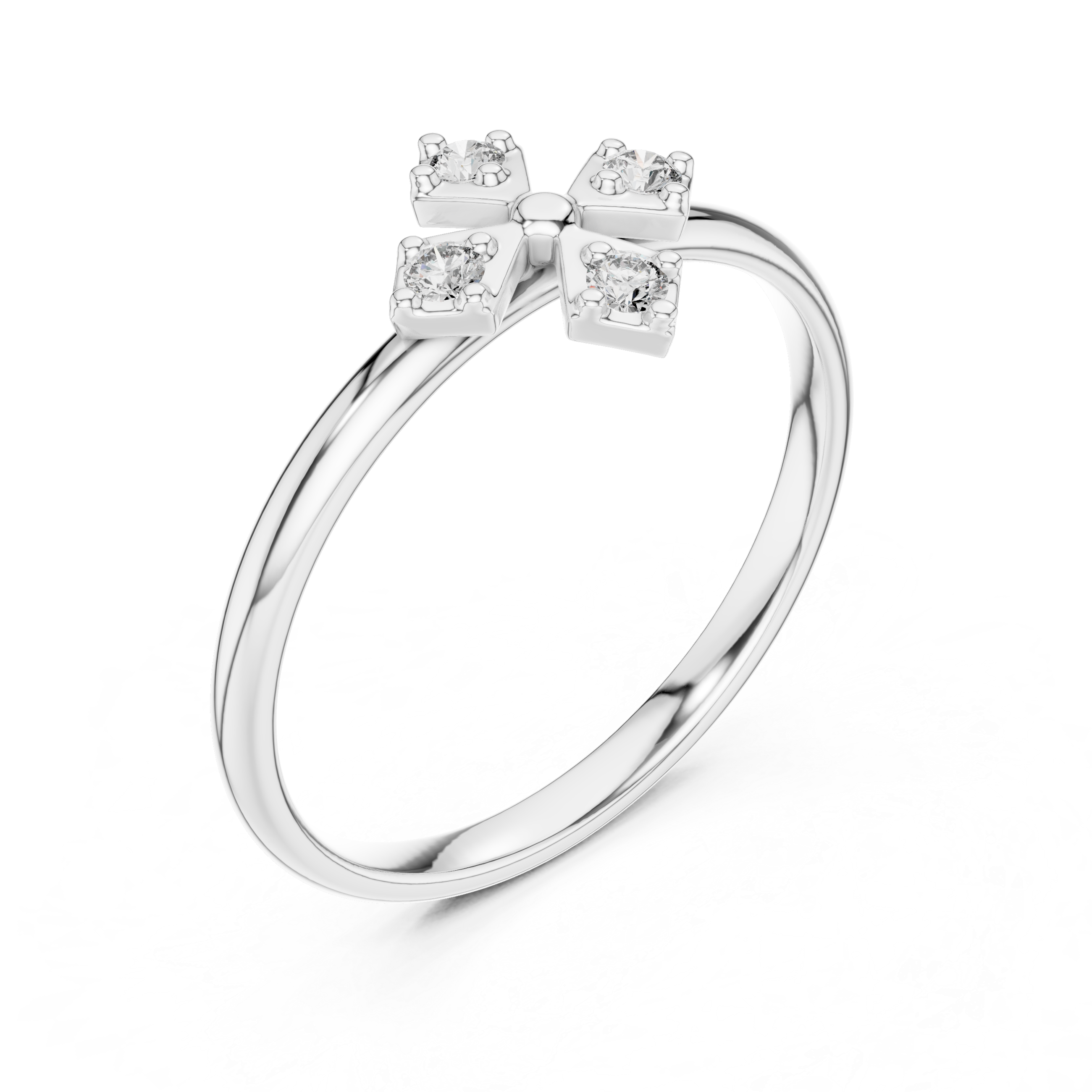 Four Diamond Compass Ring – Geometric Minimalist Cluster Ring