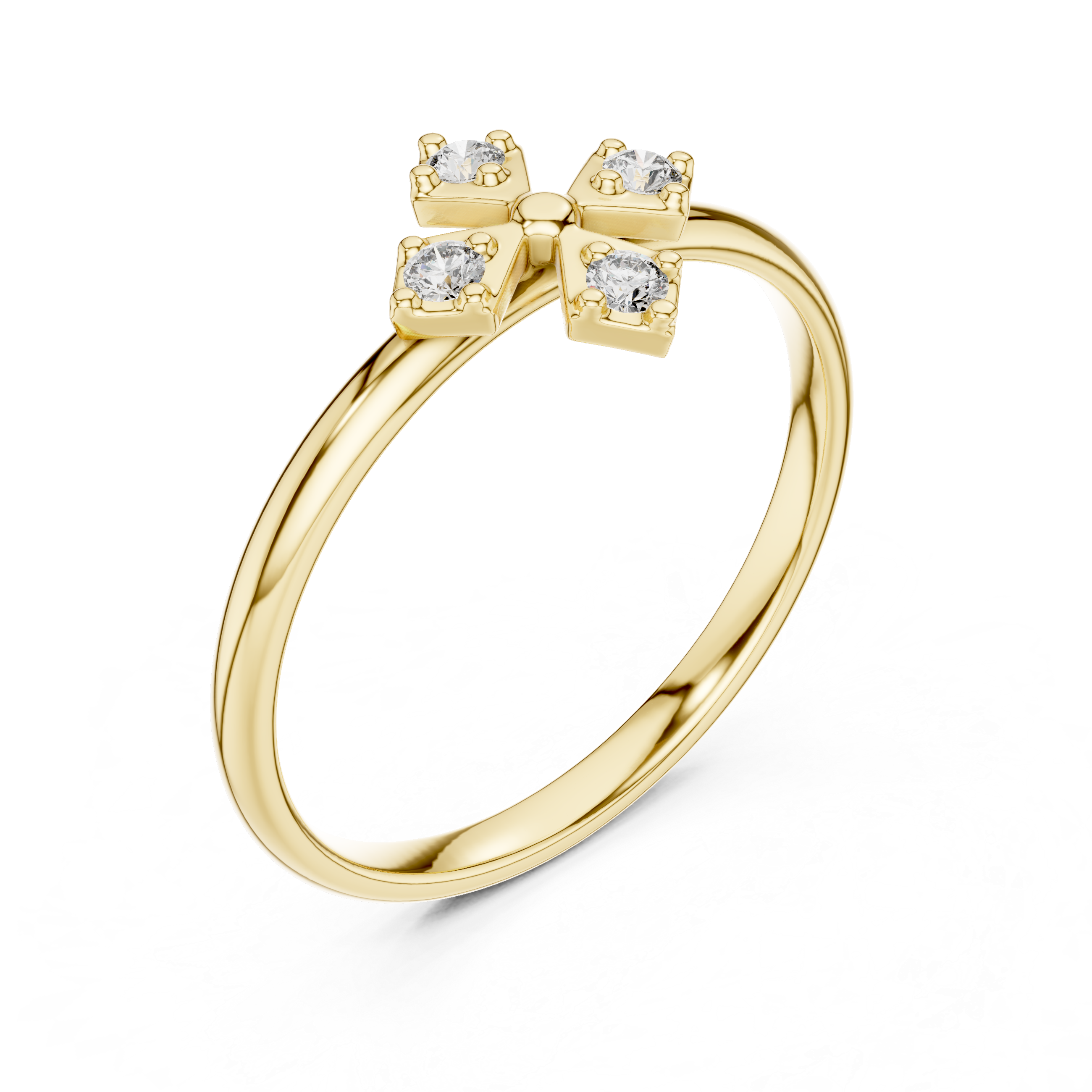Four Diamond Compass Ring – Geometric Minimalist Cluster Ring