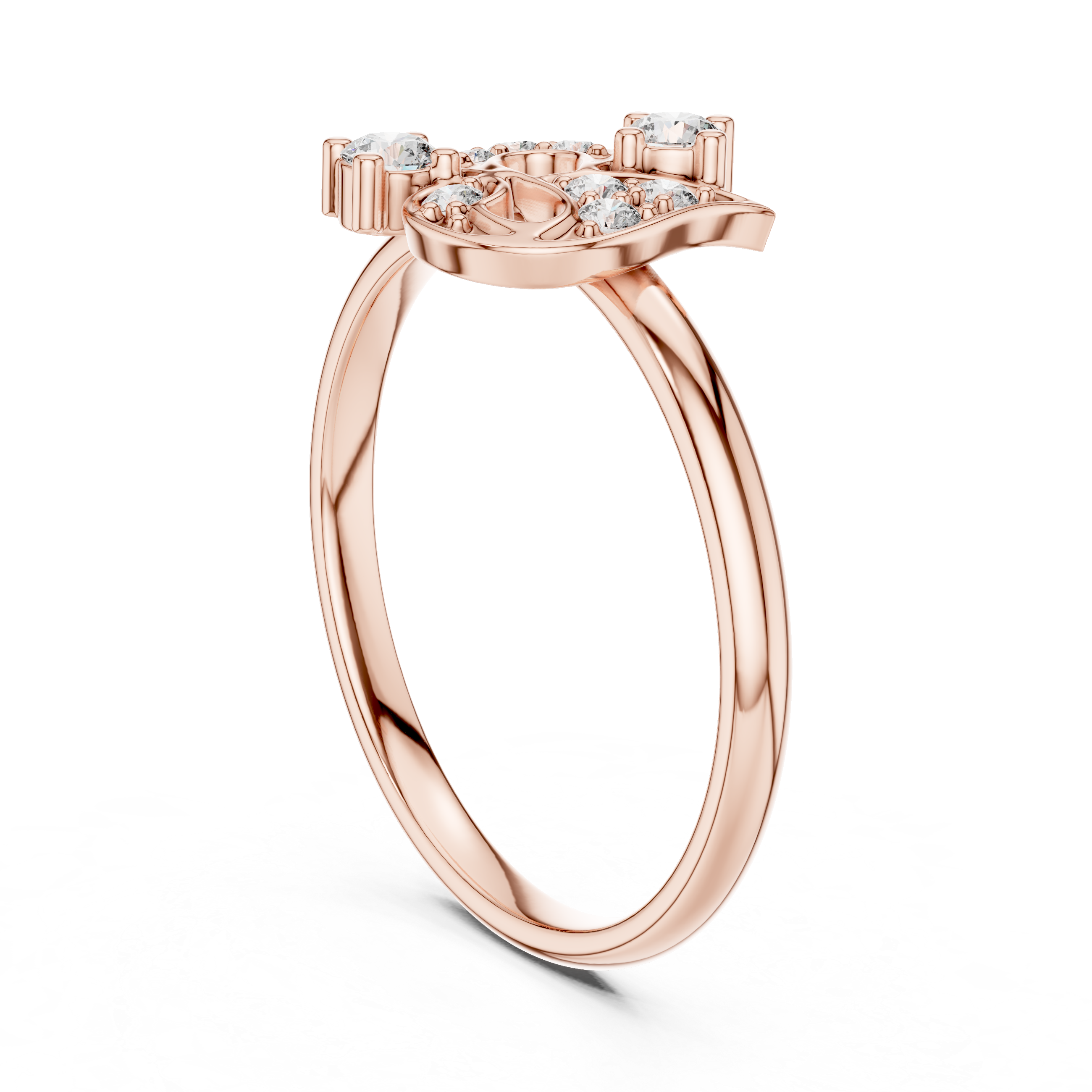 Nature-Inspired Diamond Leaf Ring – Openwork Floral Statement Ring