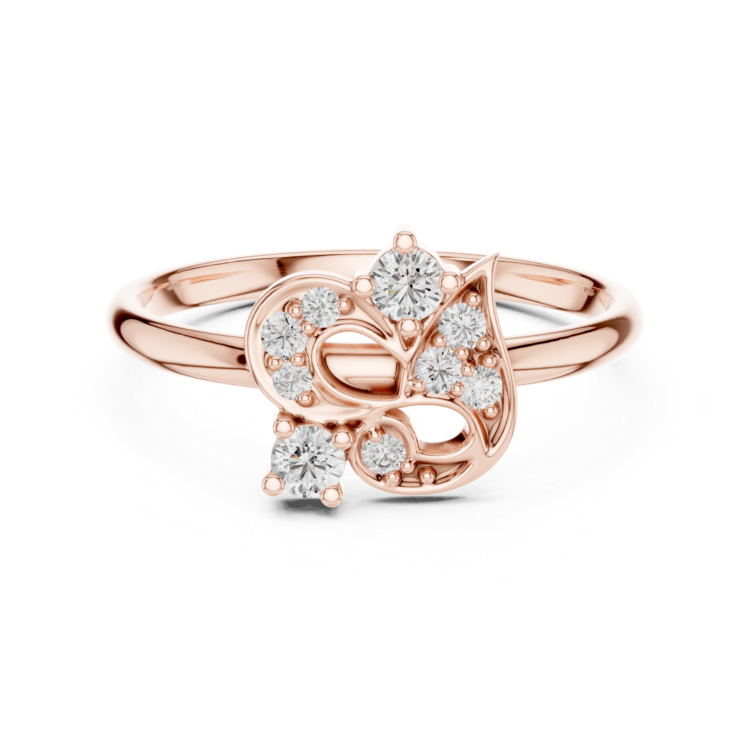 Nature-Inspired Diamond Leaf Ring – Openwork Floral Statement Ring