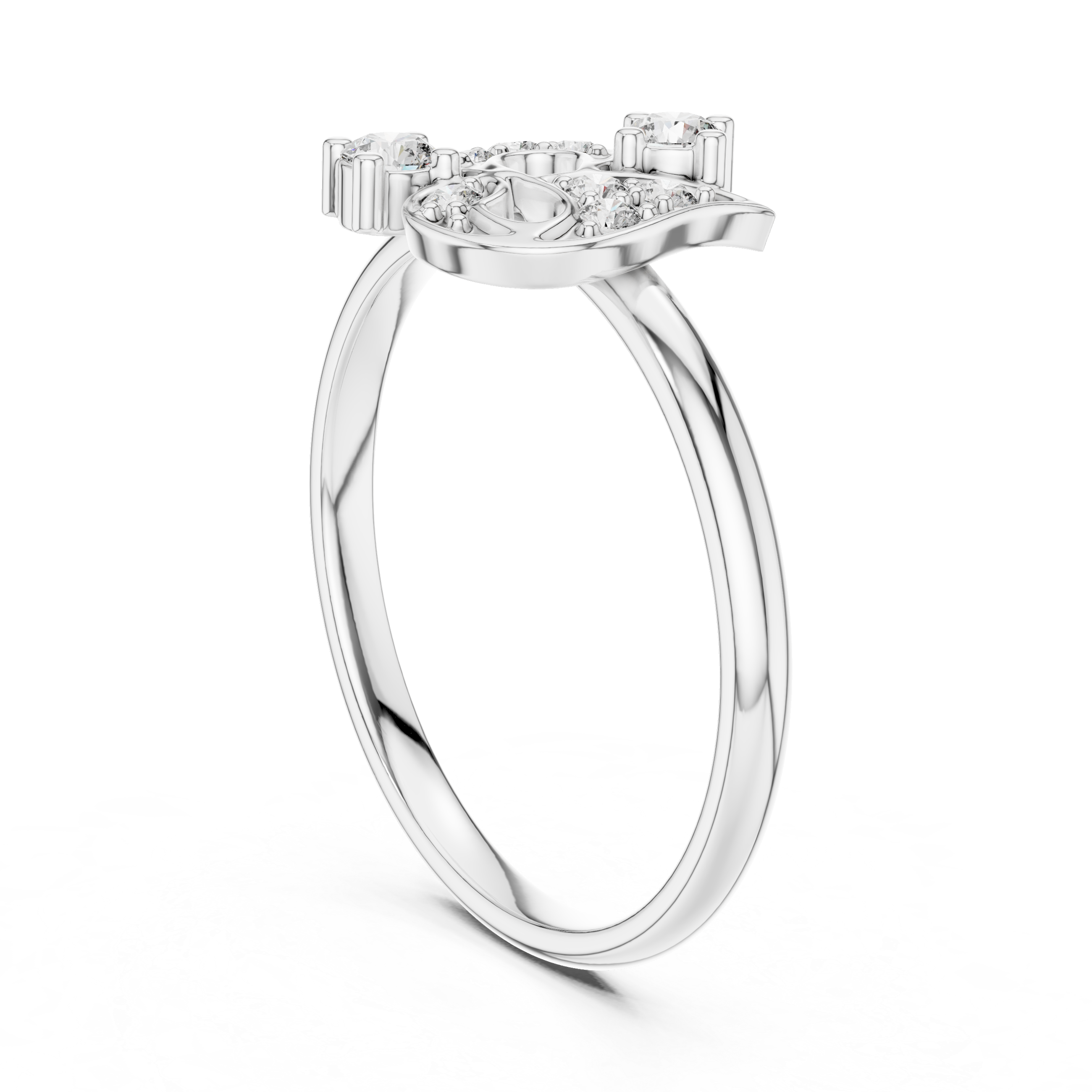 Nature-Inspired Diamond Leaf Ring – Openwork Floral Statement Ring