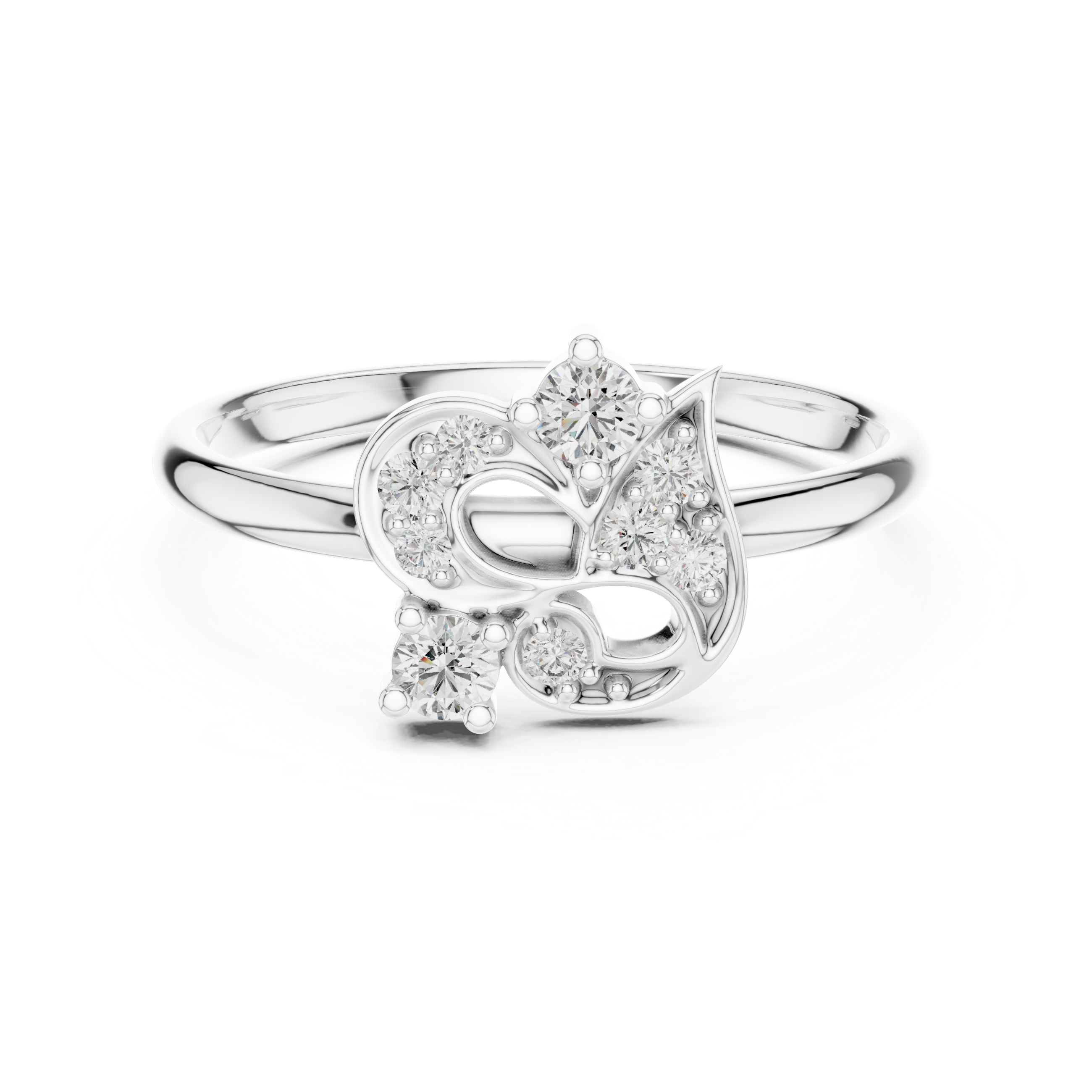 Nature-Inspired Diamond Leaf Ring – Openwork Floral Statement Ring