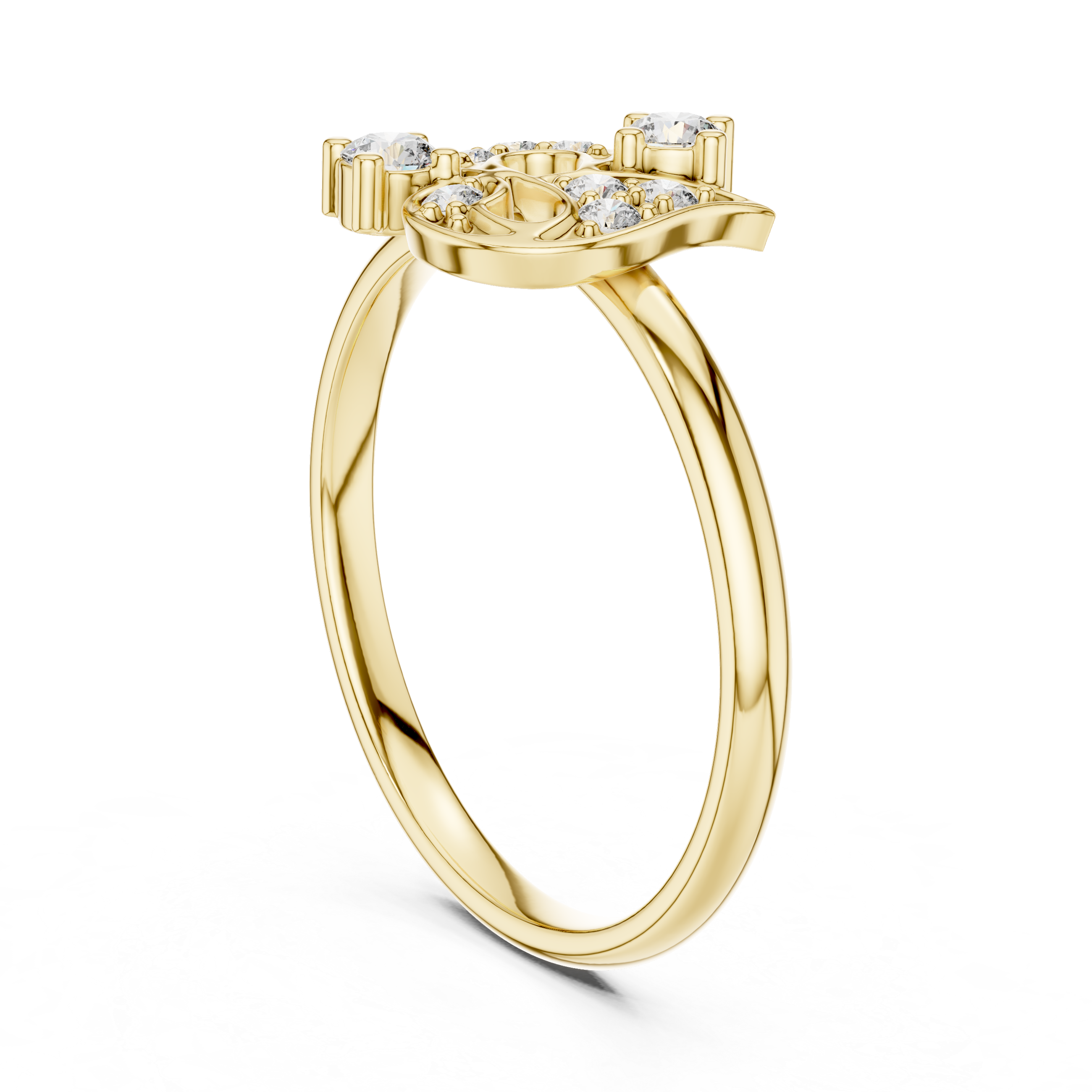 Nature-Inspired Diamond Leaf Ring – Openwork Floral Statement Ring