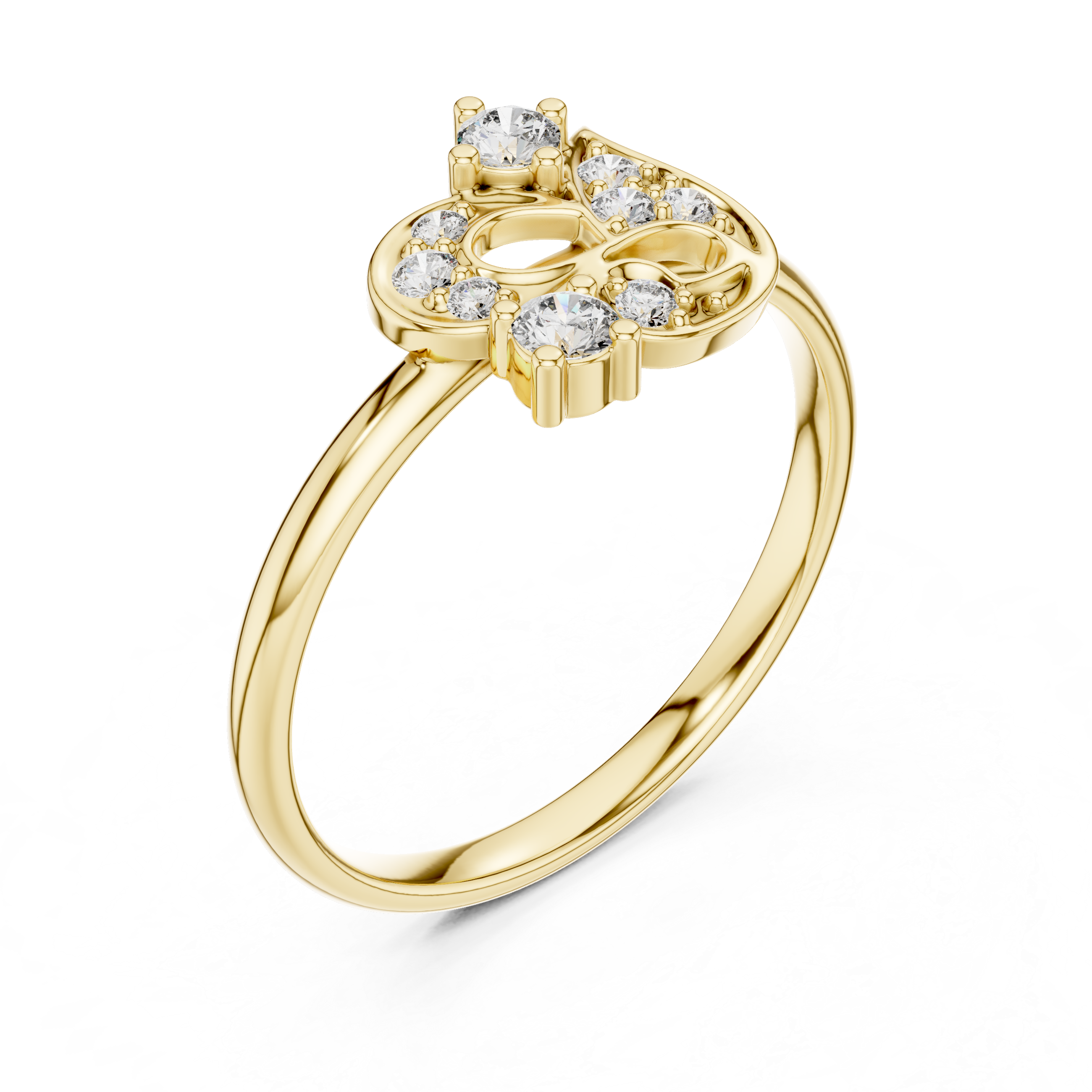 Nature-Inspired Diamond Leaf Ring – Openwork Floral Statement Ring