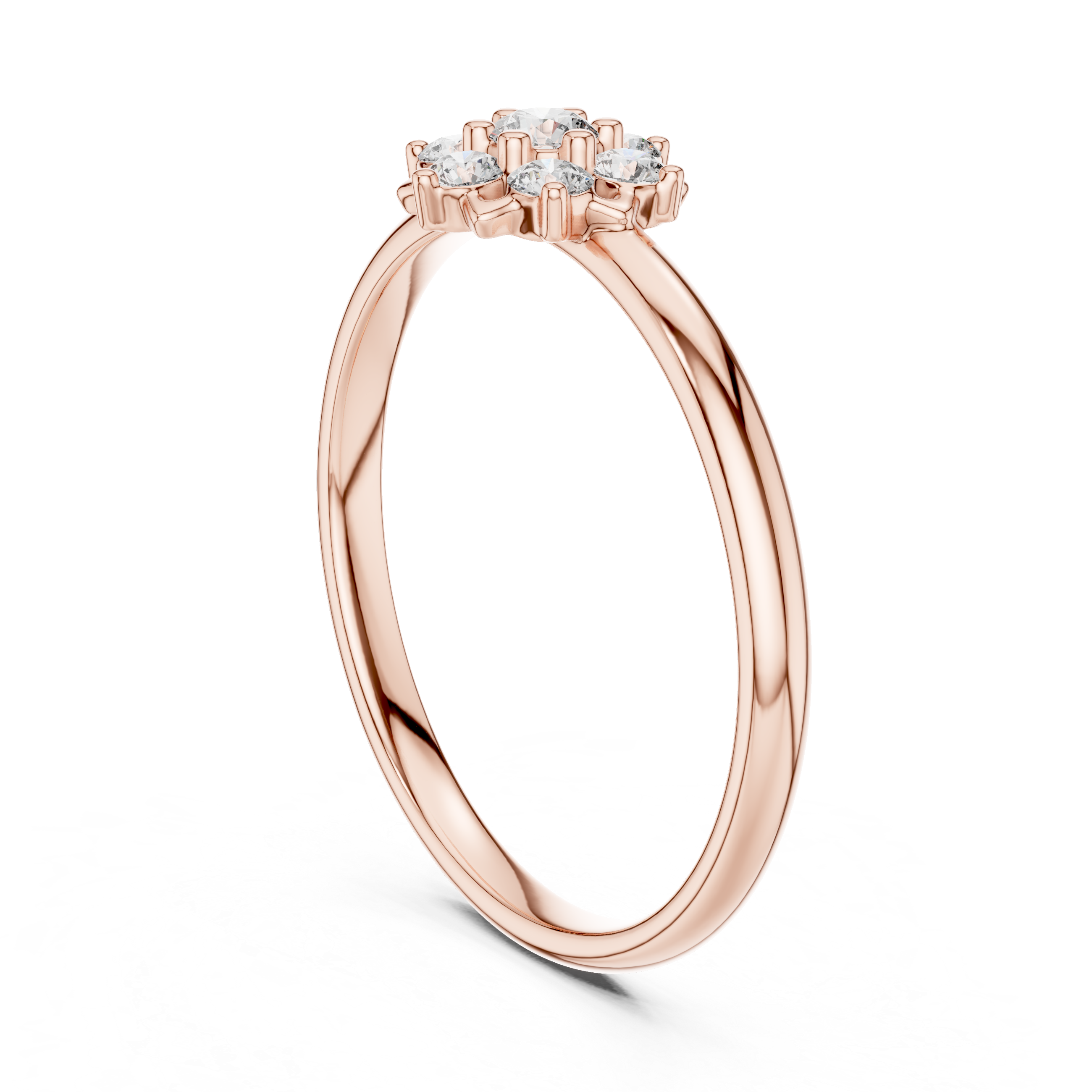 Classic Diamond Cluster Flower Ring – Minimalist Floral Solitaire Style Ring