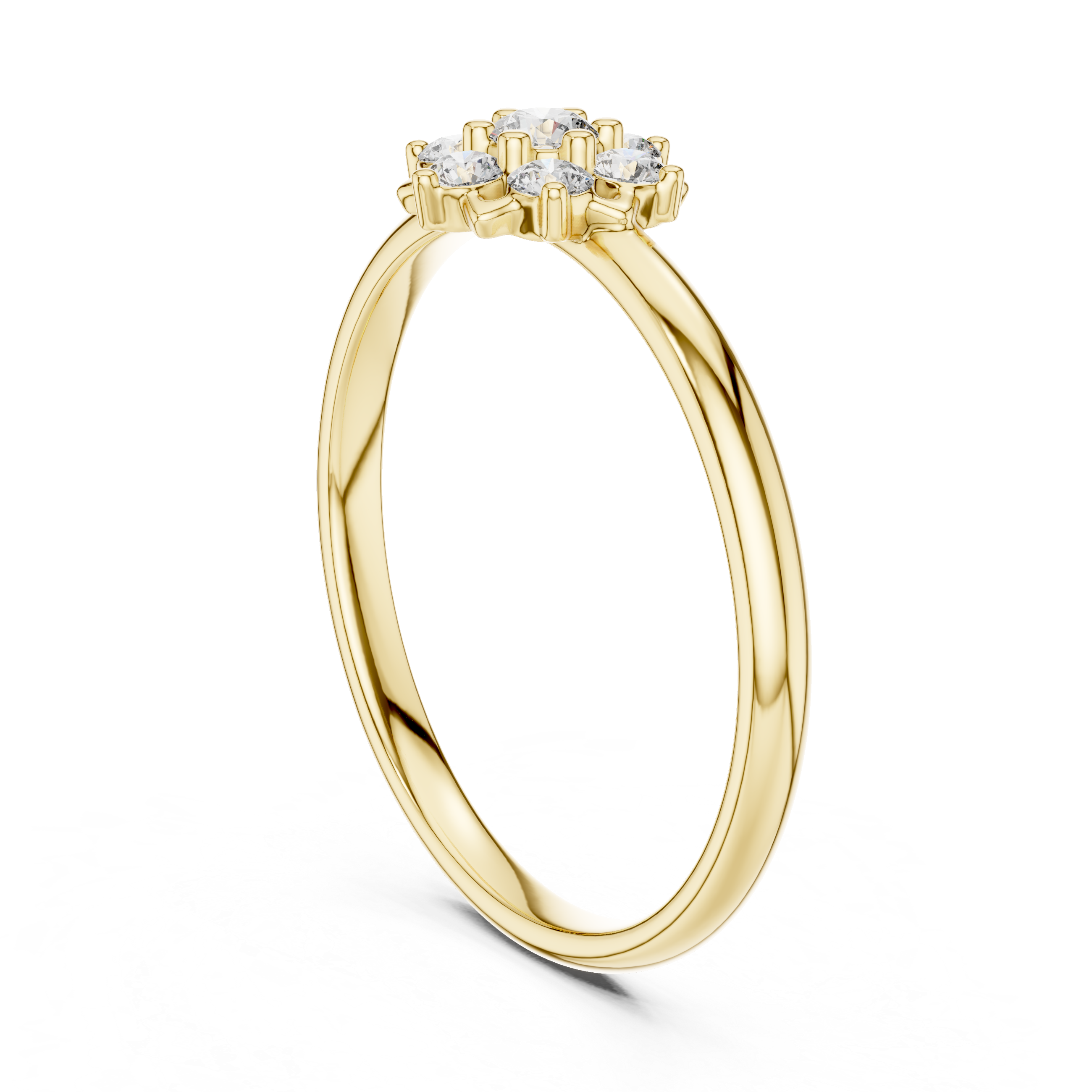 Classic Diamond Cluster Flower Ring – Minimalist Floral Solitaire Style Ring
