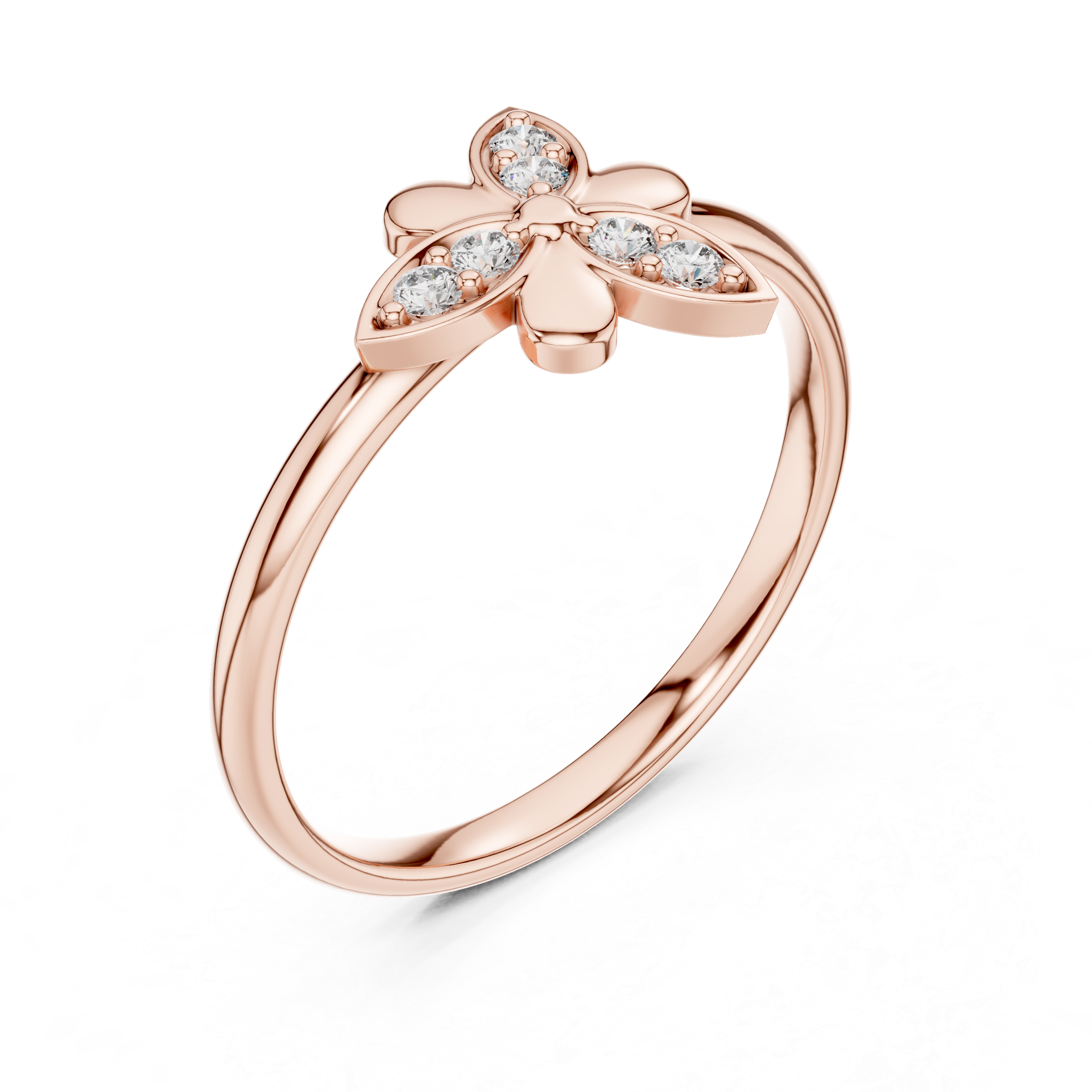 Diamond Butterfly Ring – Minimalist Floral Butterfly Inspired Statement Ring