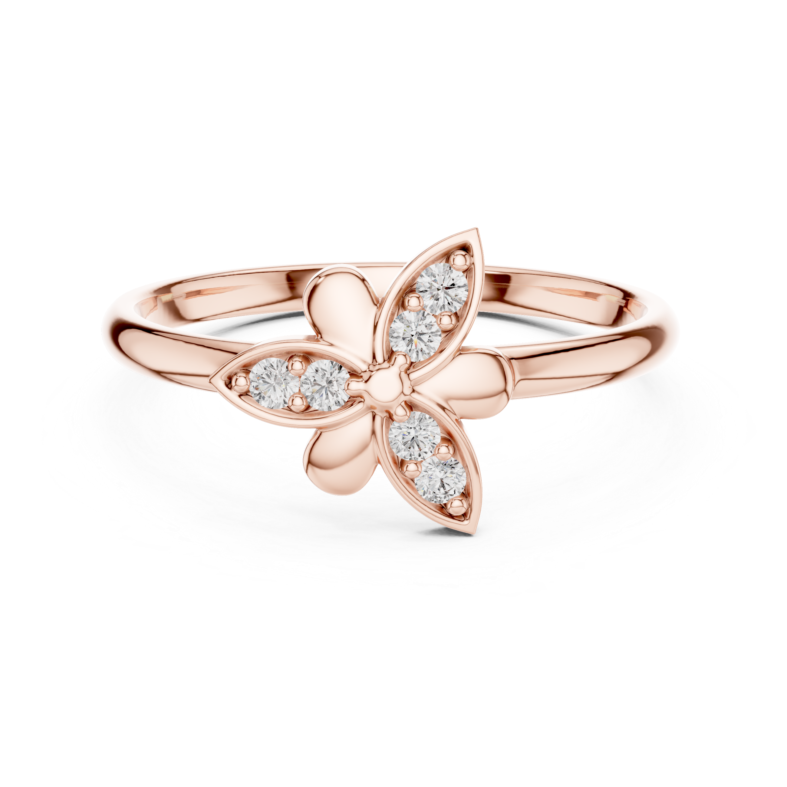 Diamond Butterfly Ring – Minimalist Floral Butterfly Inspired Statement Ring