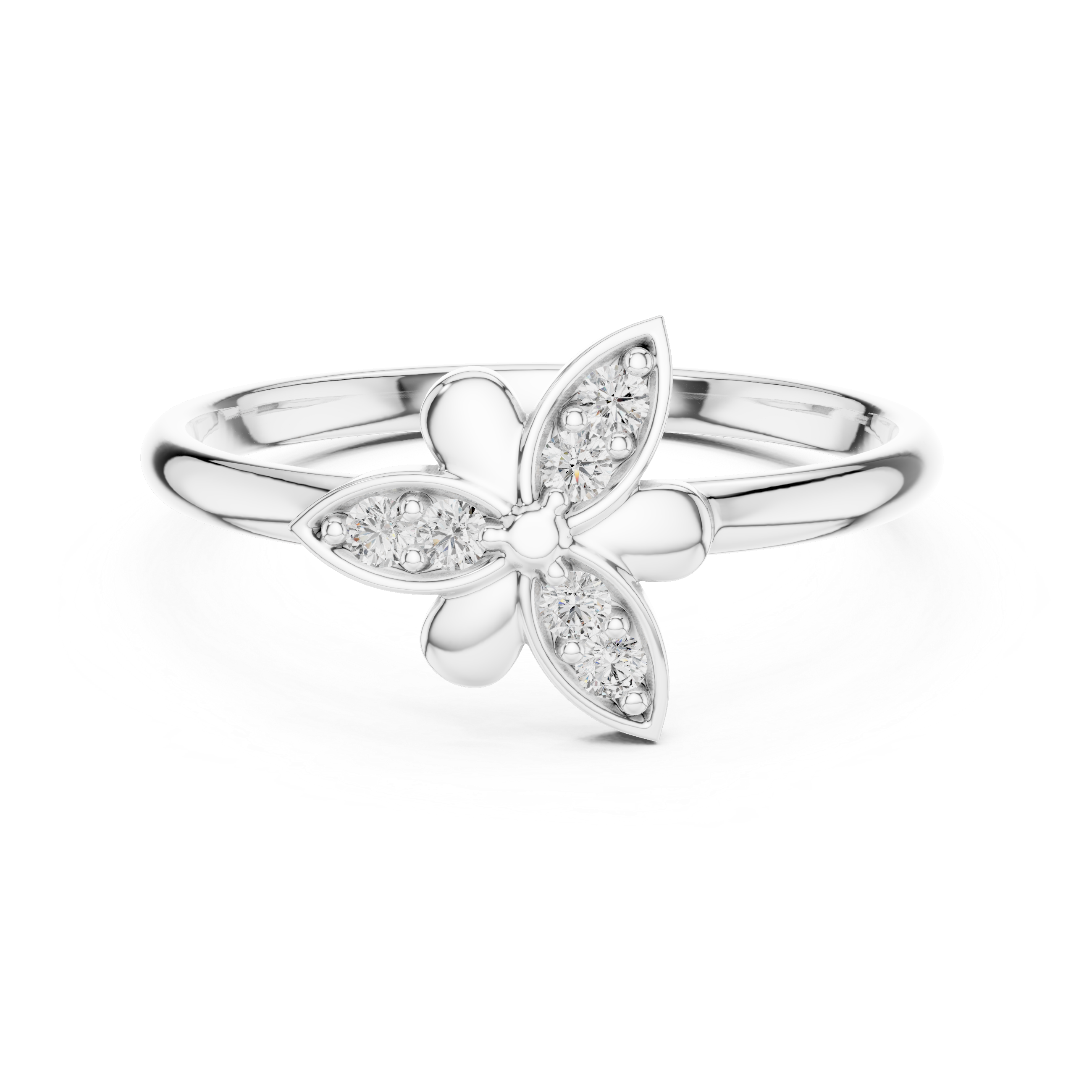 Diamond Butterfly Ring – Minimalist Floral Butterfly Inspired Statement Ring