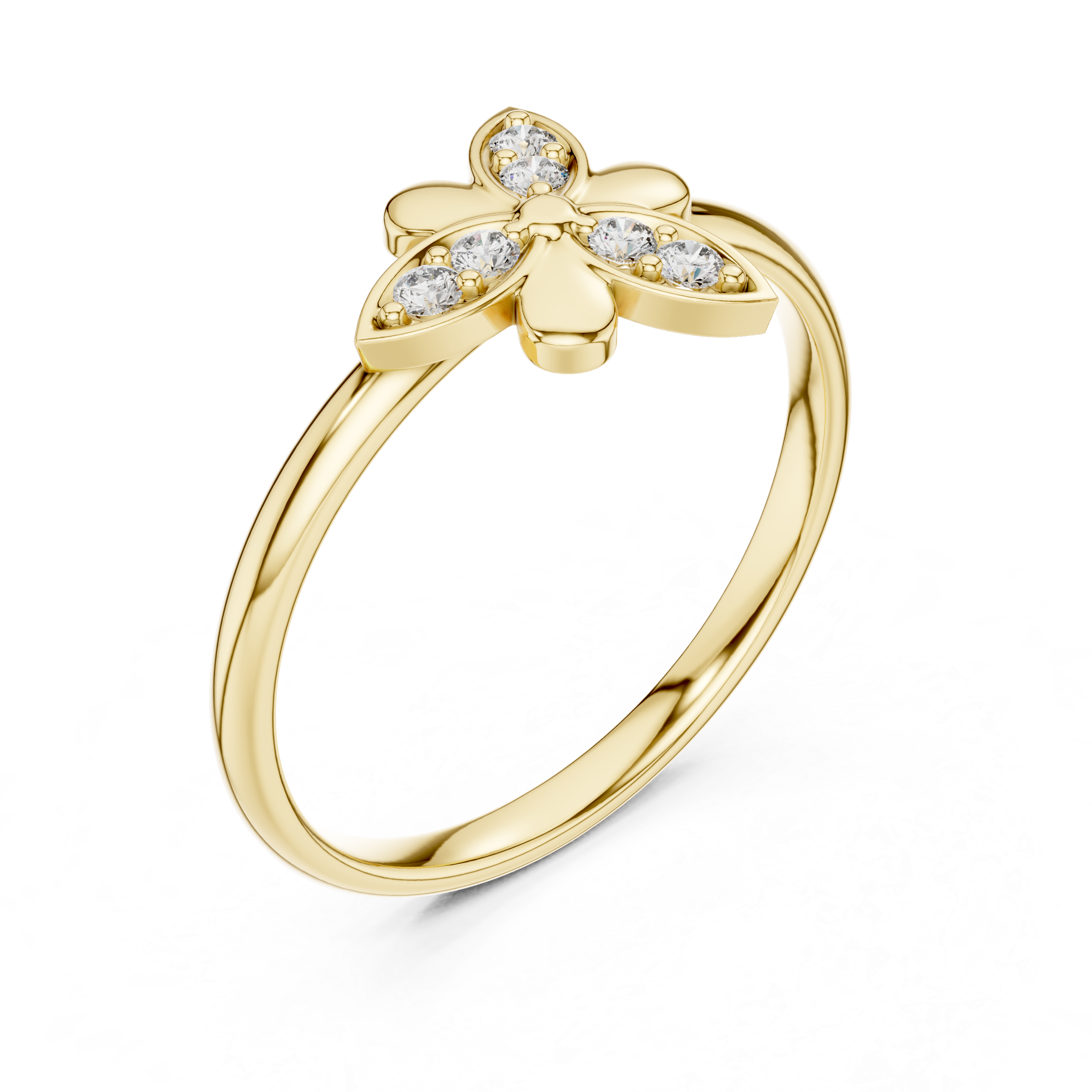 Diamond Butterfly Ring – Minimalist Floral Butterfly Inspired Statement Ring