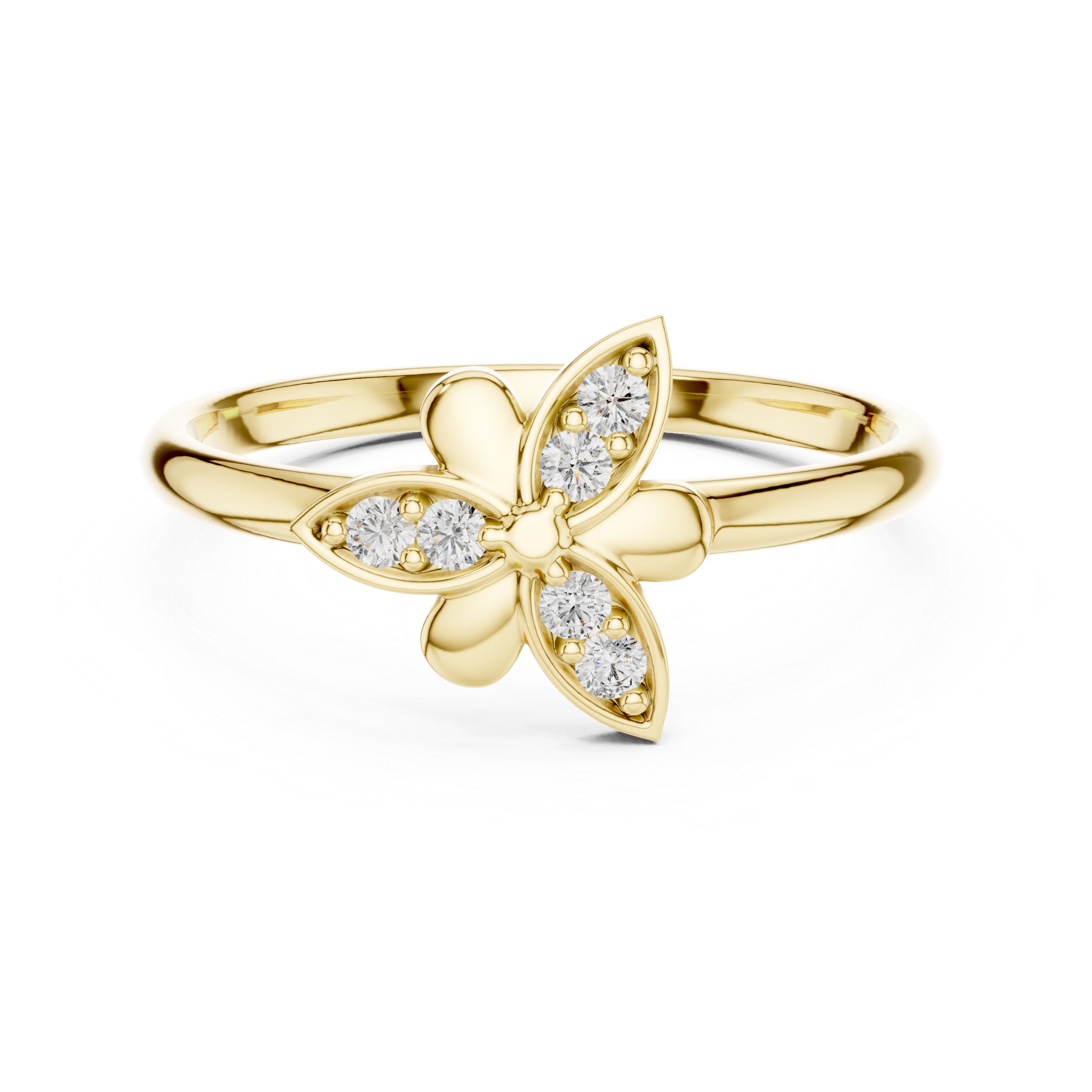 Diamond Butterfly Ring – Minimalist Floral Butterfly Inspired Statement Ring
