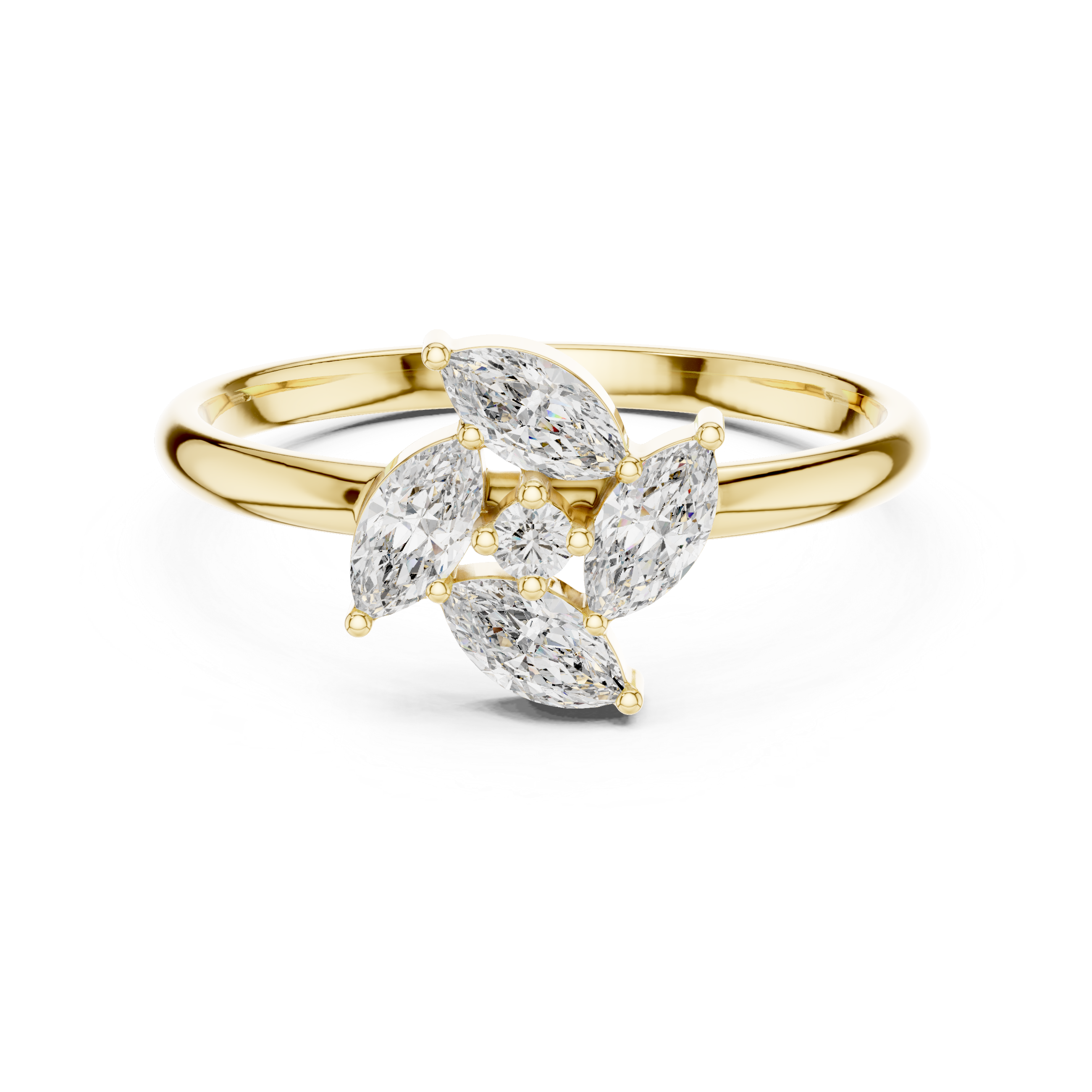 Marquise Diamond Floral Cluster Ring – Elegant Nature Inspired Statement Ring