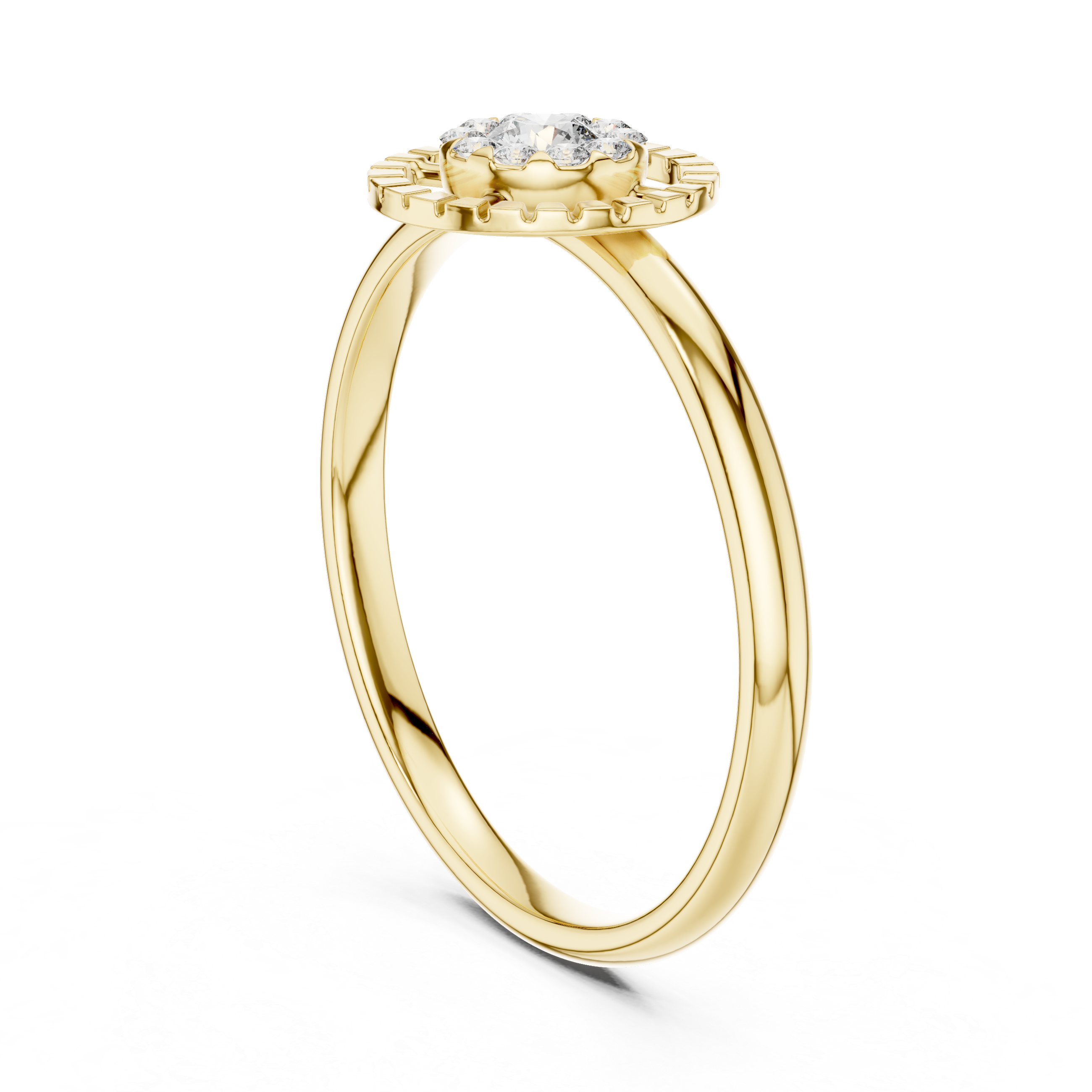 Round Diamond Halo Ring – Minimalist Sunburst Cluster Ring