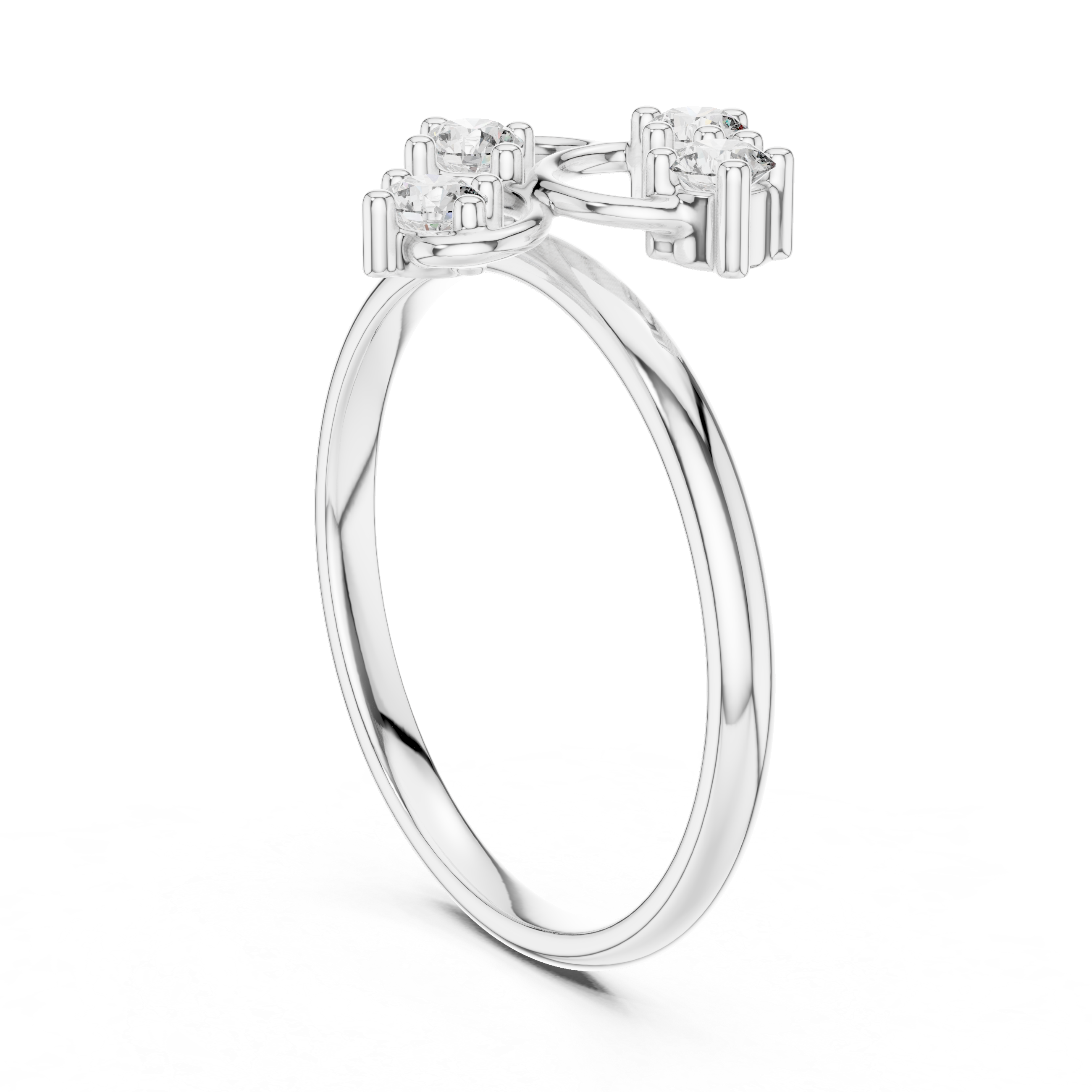 Modern Swirl Diamond Ring – Four Stone Open Circle Statement Ring
