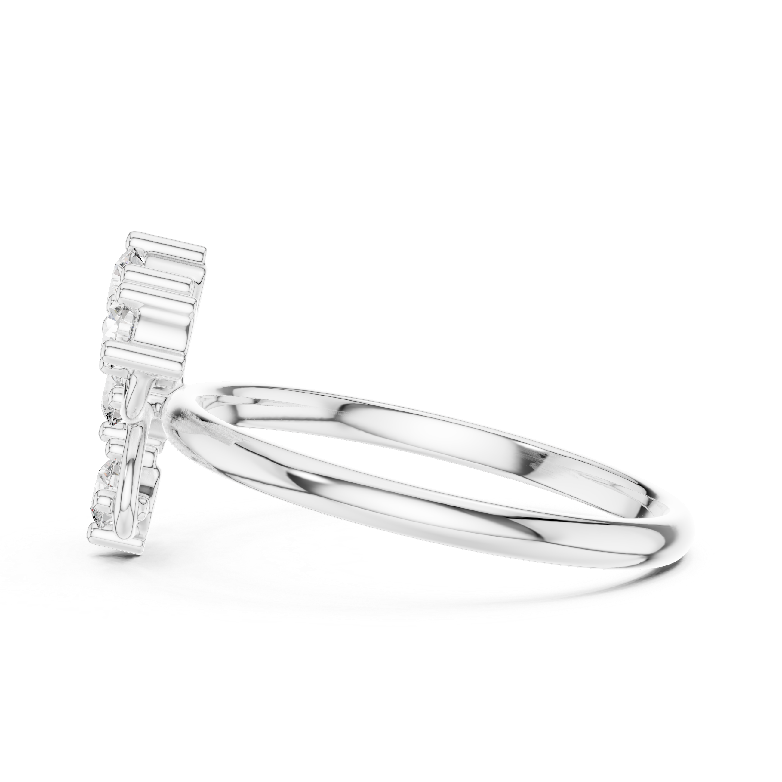 Modern Swirl Diamond Ring – Four Stone Open Circle Statement Ring