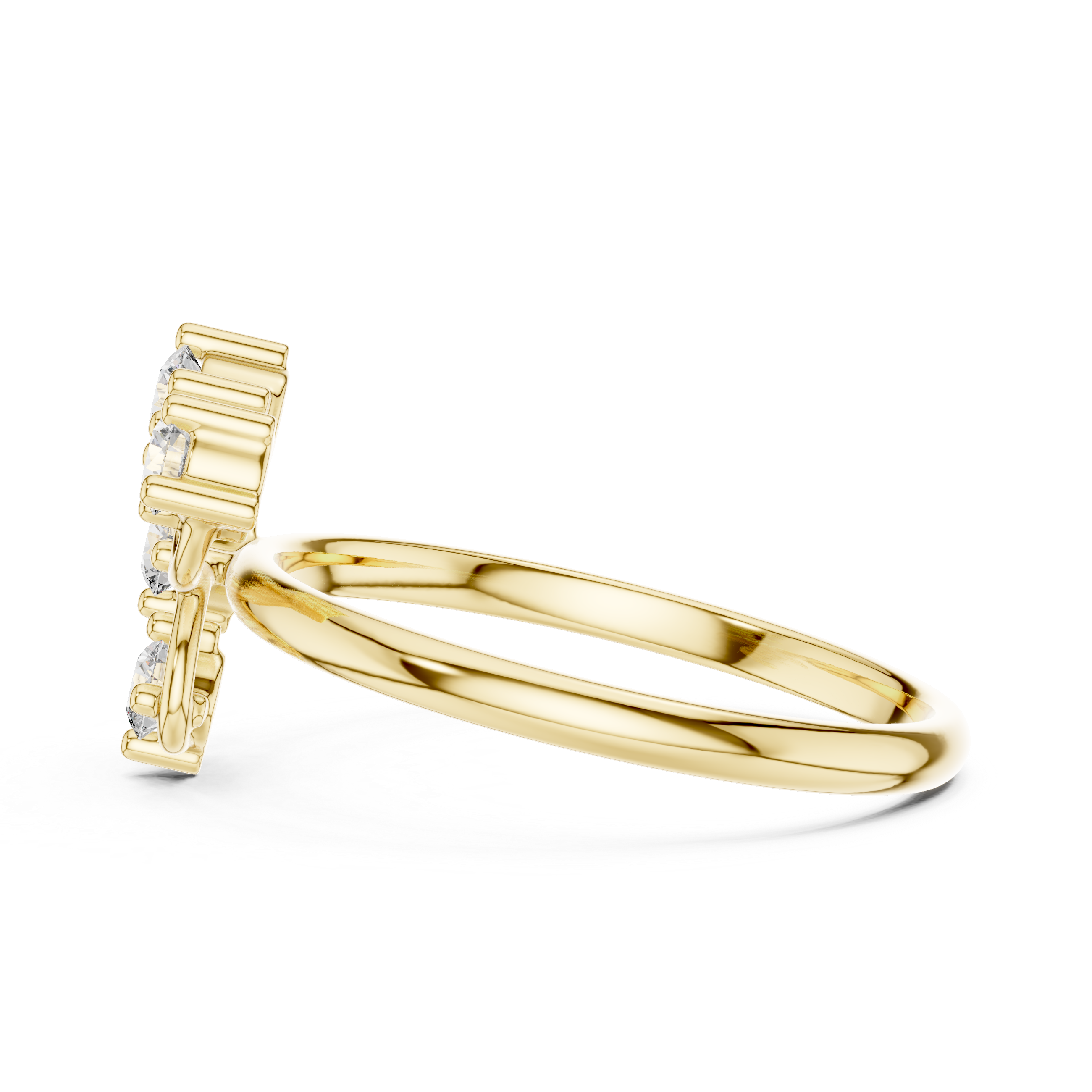 Modern Swirl Diamond Ring – Four Stone Open Circle Statement Ring