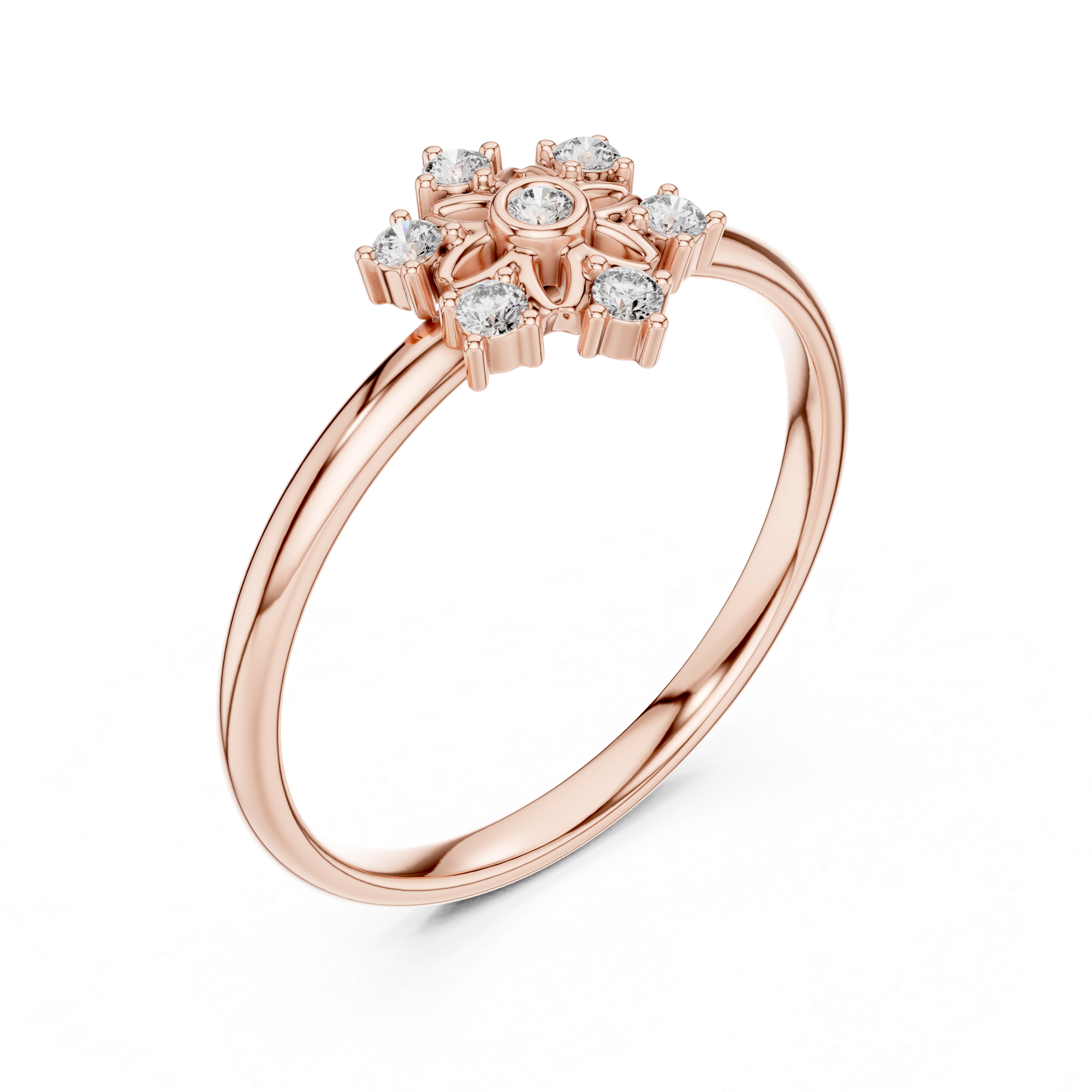 Vintage Floral Diamond Ring – Seven Stone Flower Cluster Ring