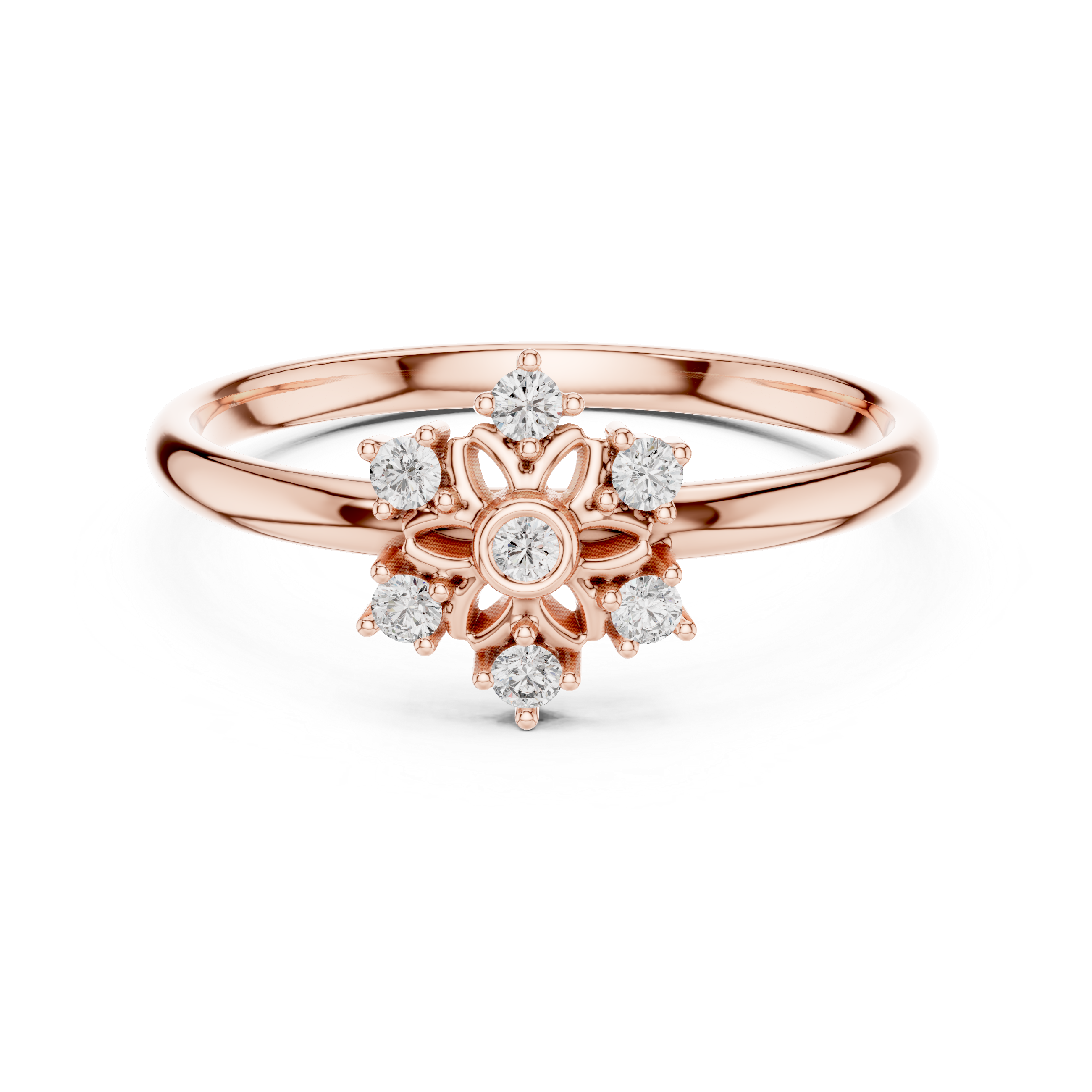 Vintage Floral Diamond Ring – Seven Stone Flower Cluster Ring
