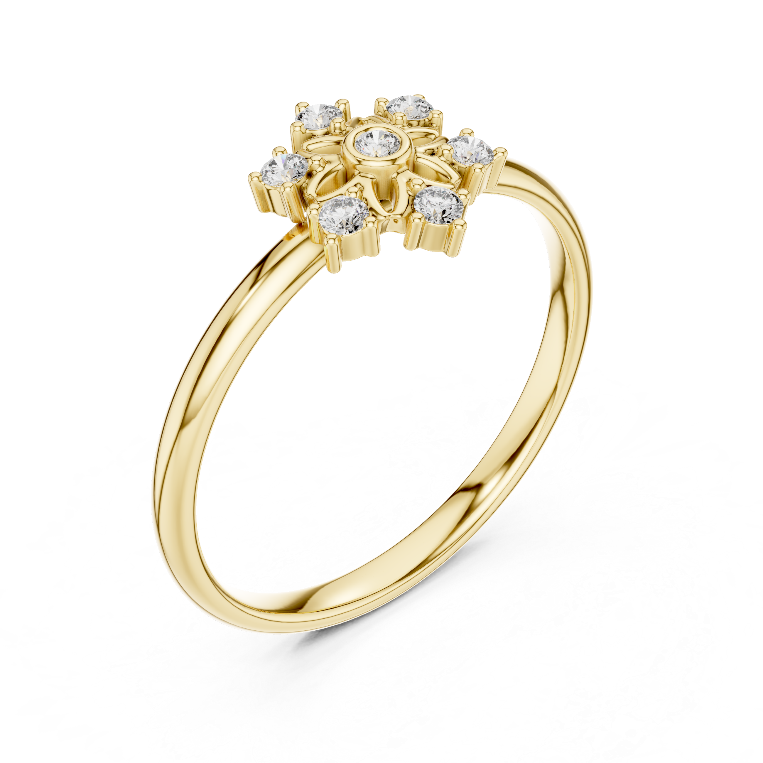 Vintage Floral Diamond Ring – Seven Stone Flower Cluster Ring