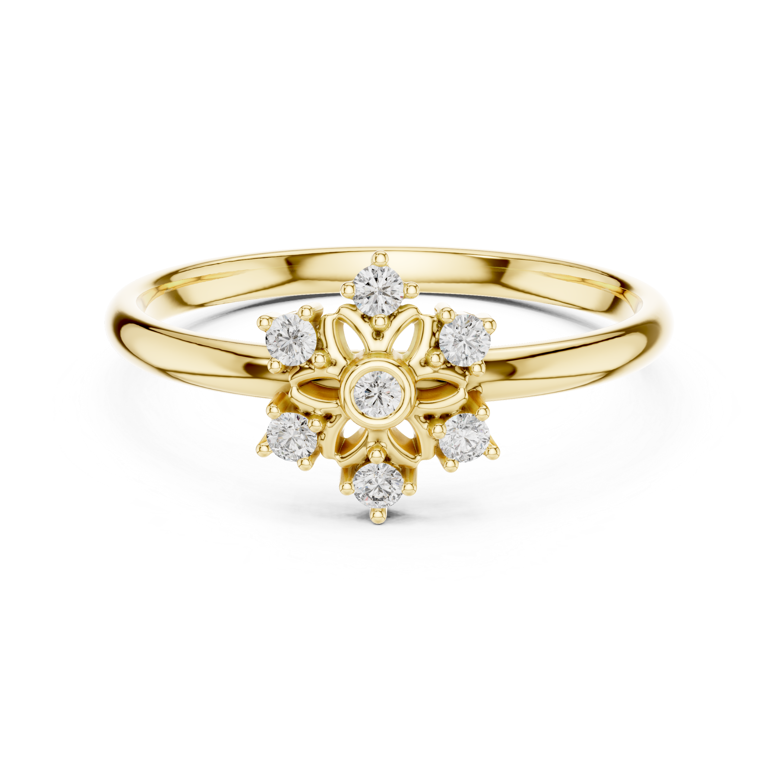 Vintage Floral Diamond Ring – Seven Stone Flower Cluster Ring