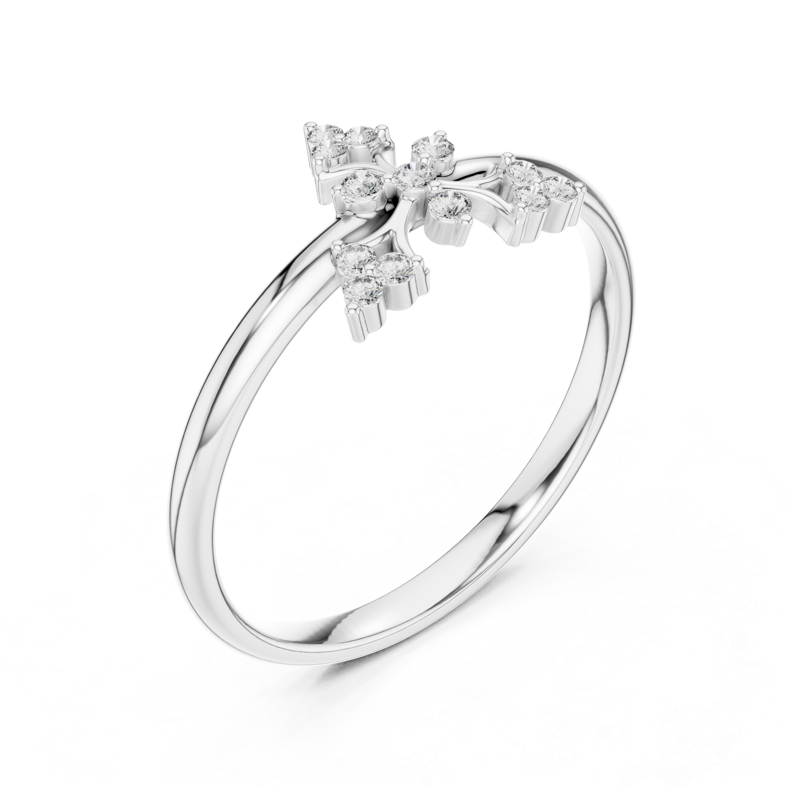 Art Deco Inspired Diamond Fan Ring – Thirteen Stone Vintage Cluster Ring
