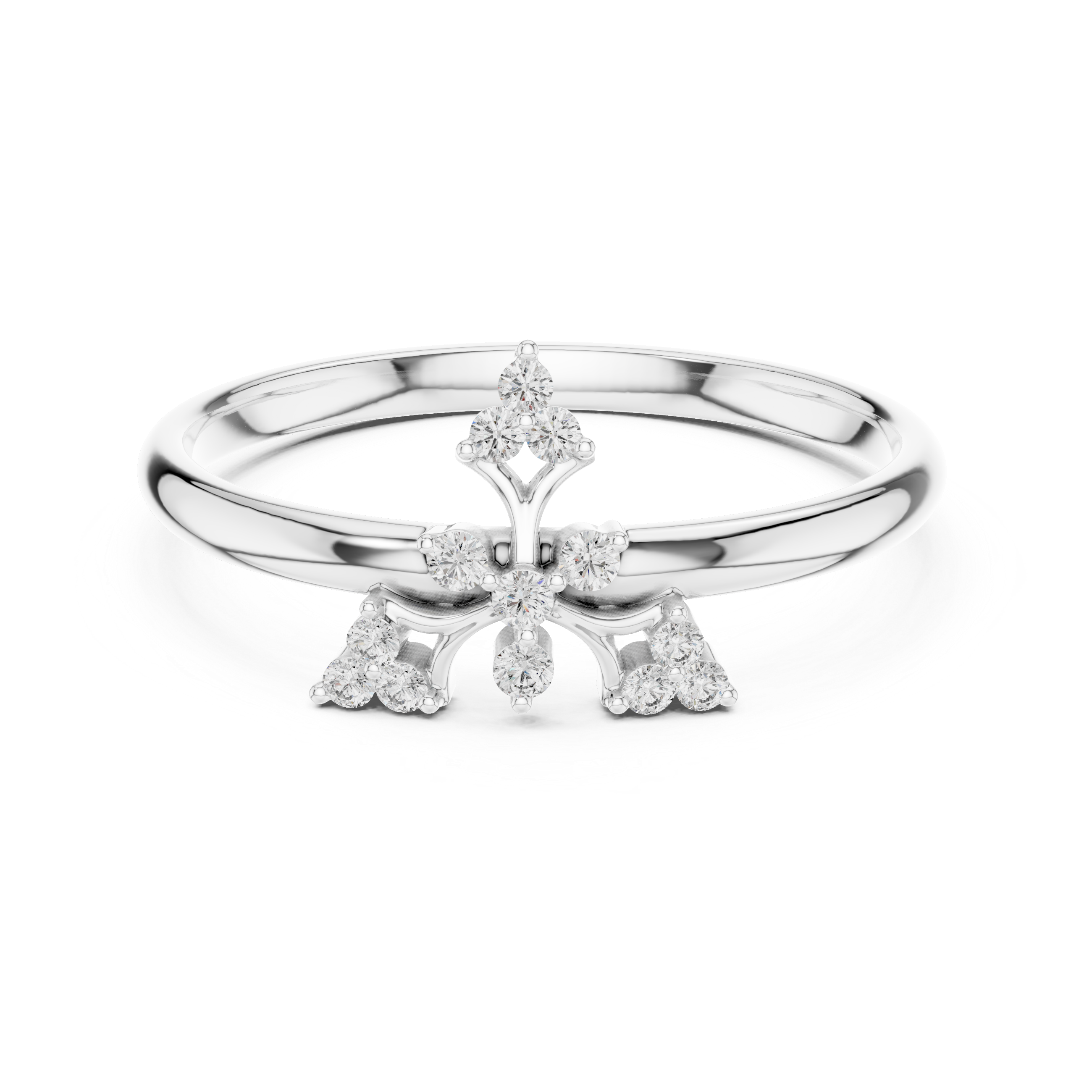 Art Deco Inspired Diamond Fan Ring – Thirteen Stone Vintage Cluster Ring