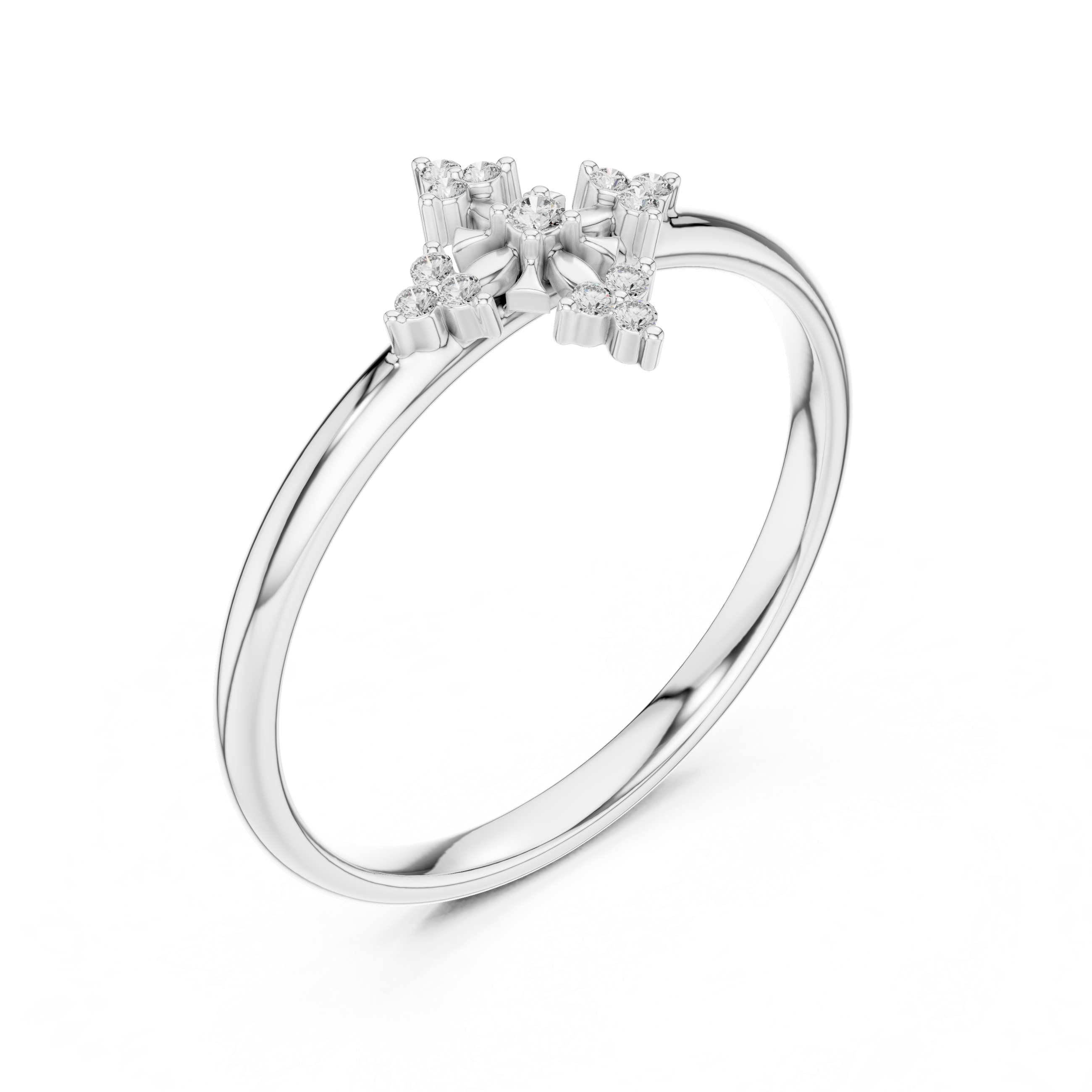 Vintage Cross Diamond Ring – Art Deco Floral Cluster Statement Ring