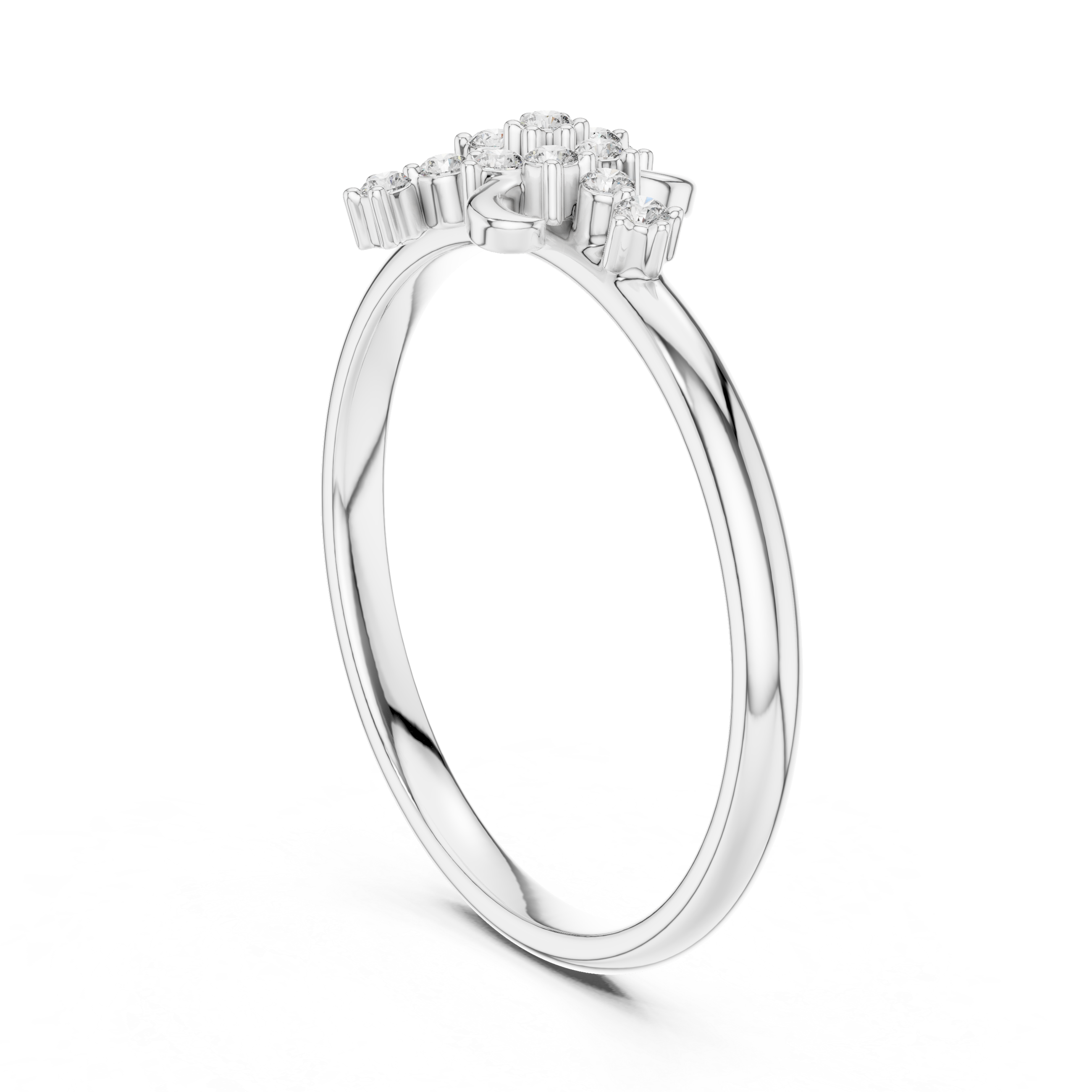 Celestial Diamond Starburst Ring – Vintage Crescent Moon Cluster Ring