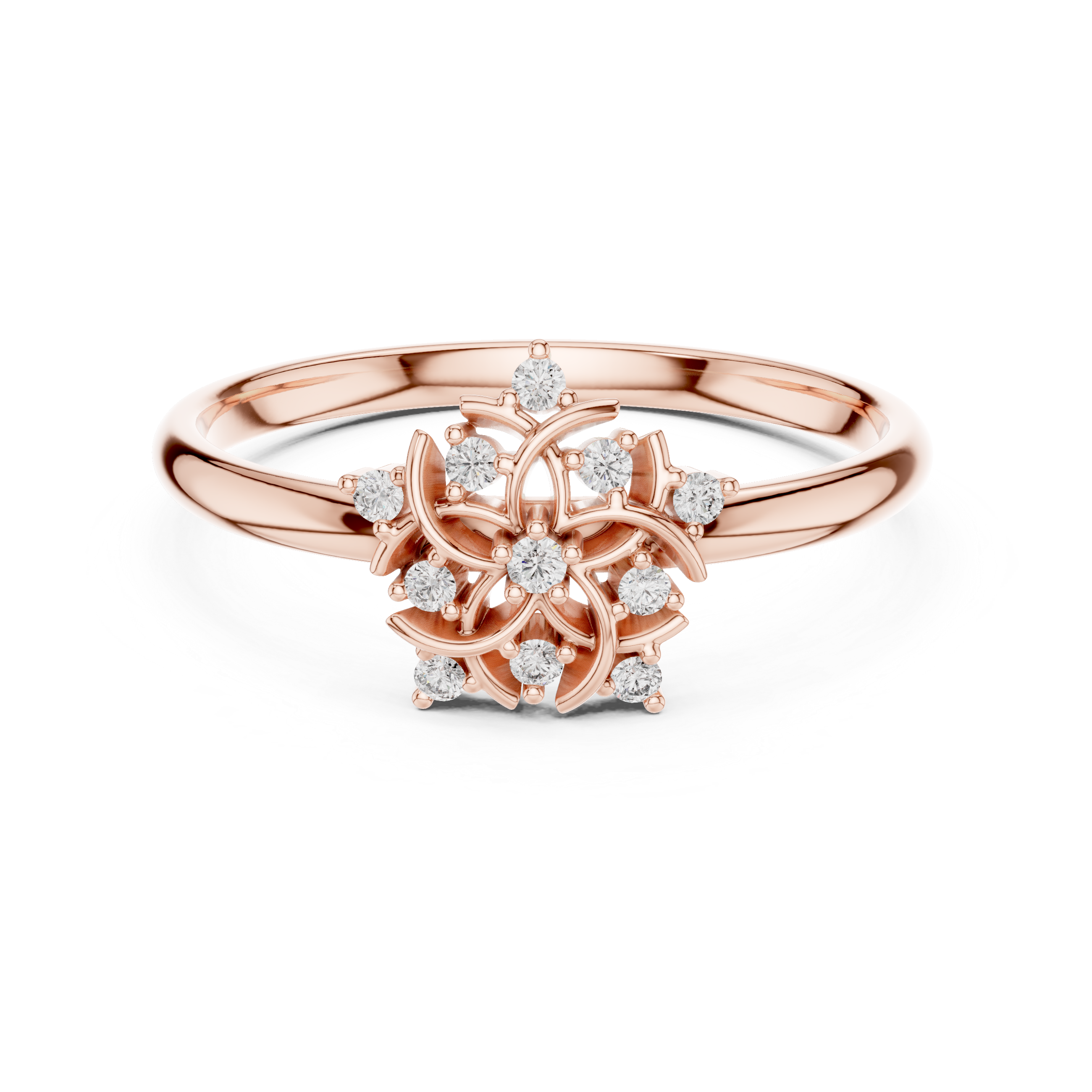 Vintage Floral Diamond Ring – Pinwheel Flower Cluster Statement Ring