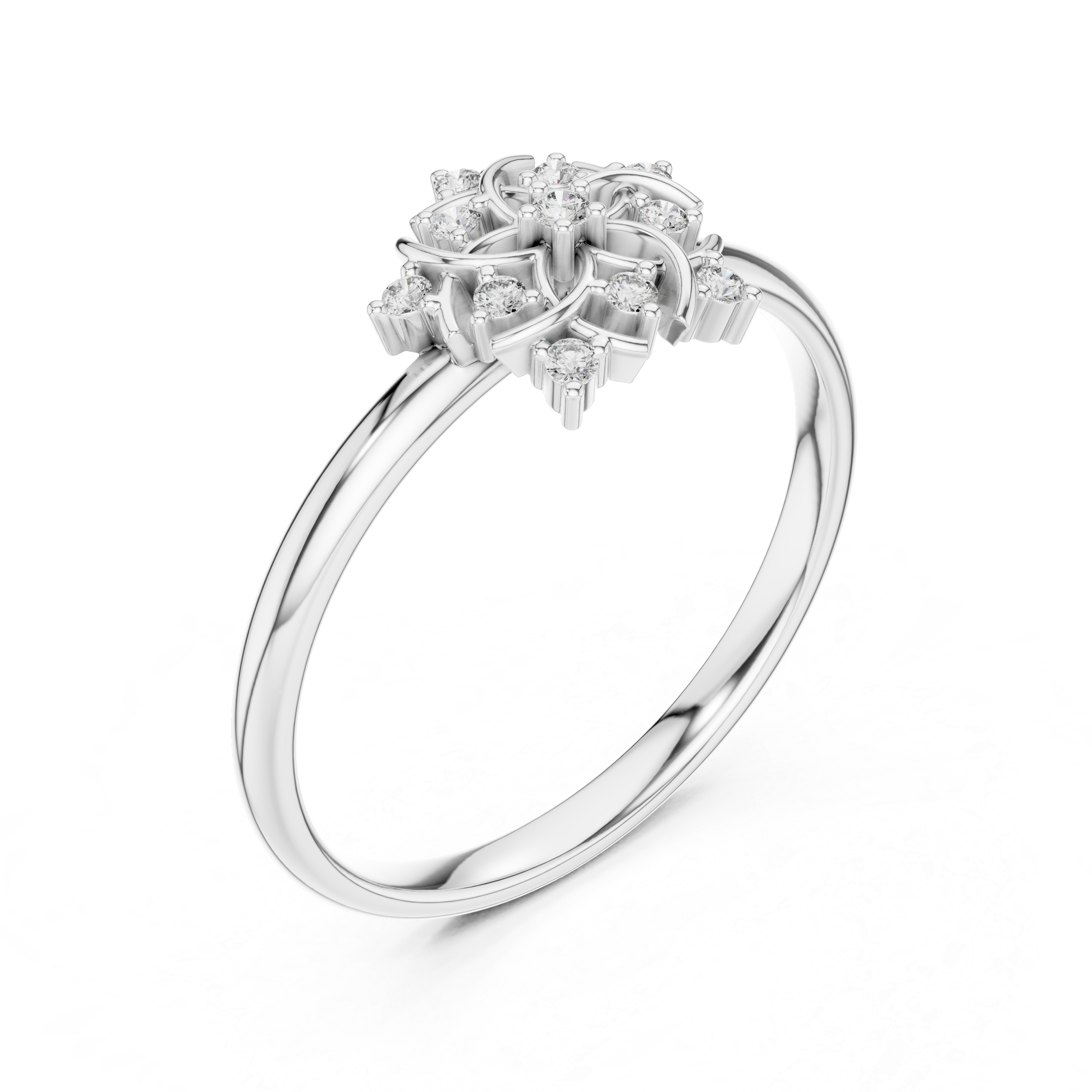 Vintage Floral Diamond Ring – Pinwheel Flower Cluster Statement Ring