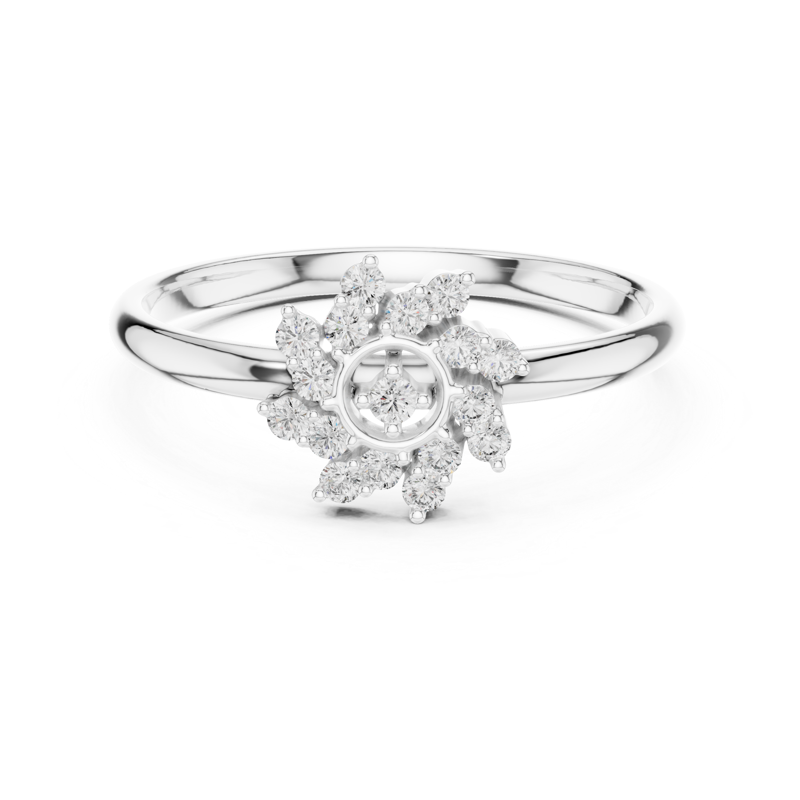 Vintage Floral Sunburst Diamond Ring – Cluster Halo Statement Ring