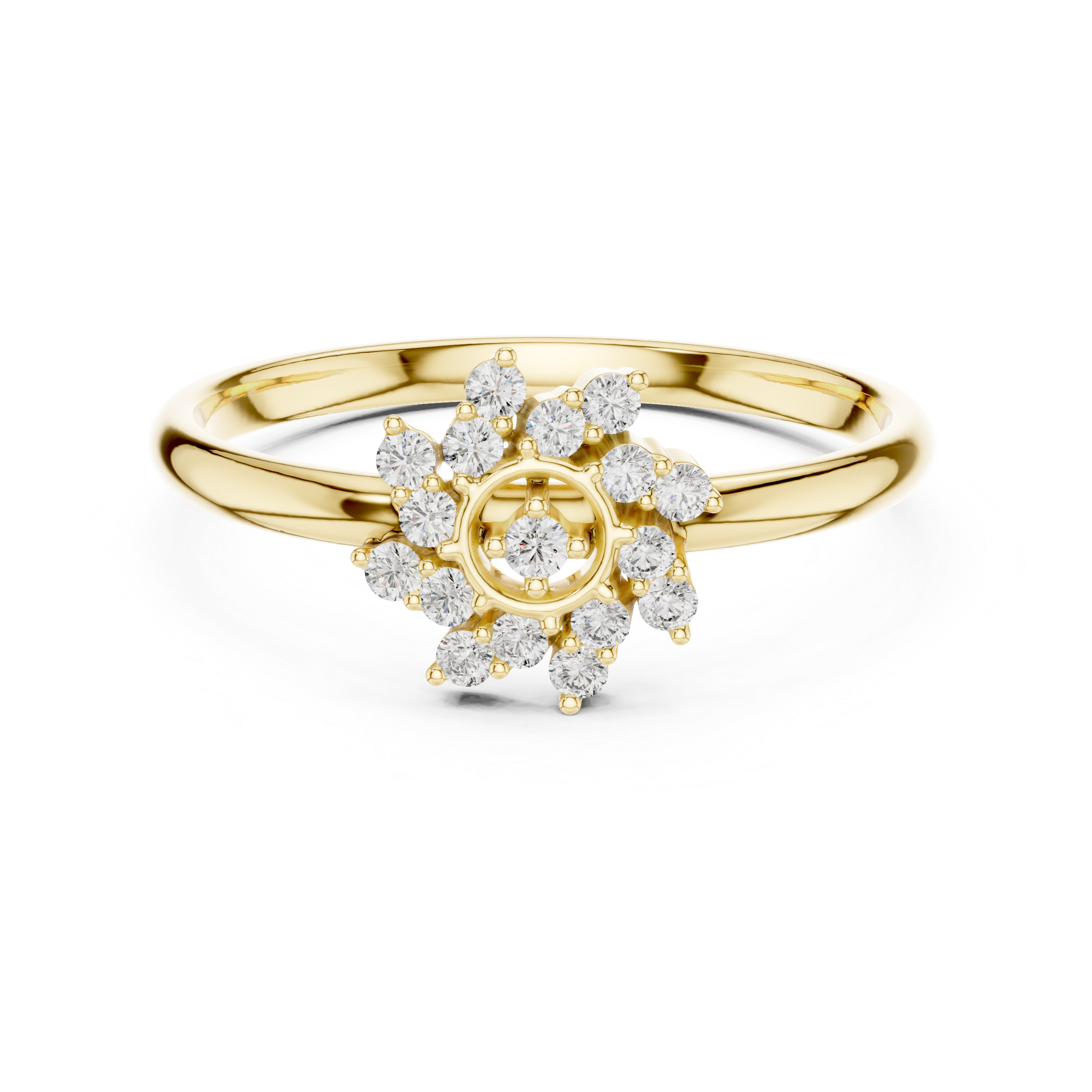 Vintage Floral Sunburst Diamond Ring – Cluster Halo Statement Ring