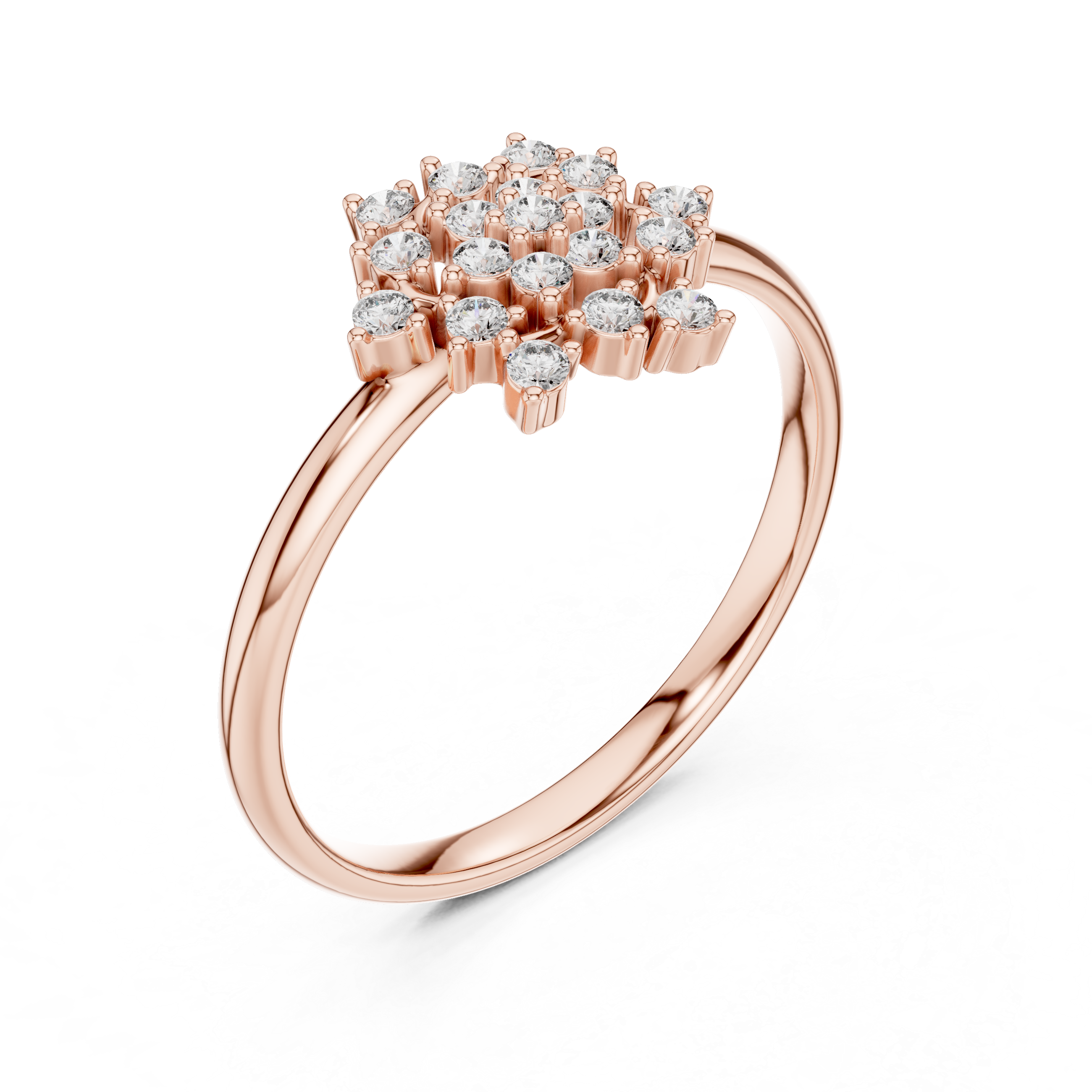 Floral Cluster Diamond Ring – Vintage Snowflake Halo Statement Ring