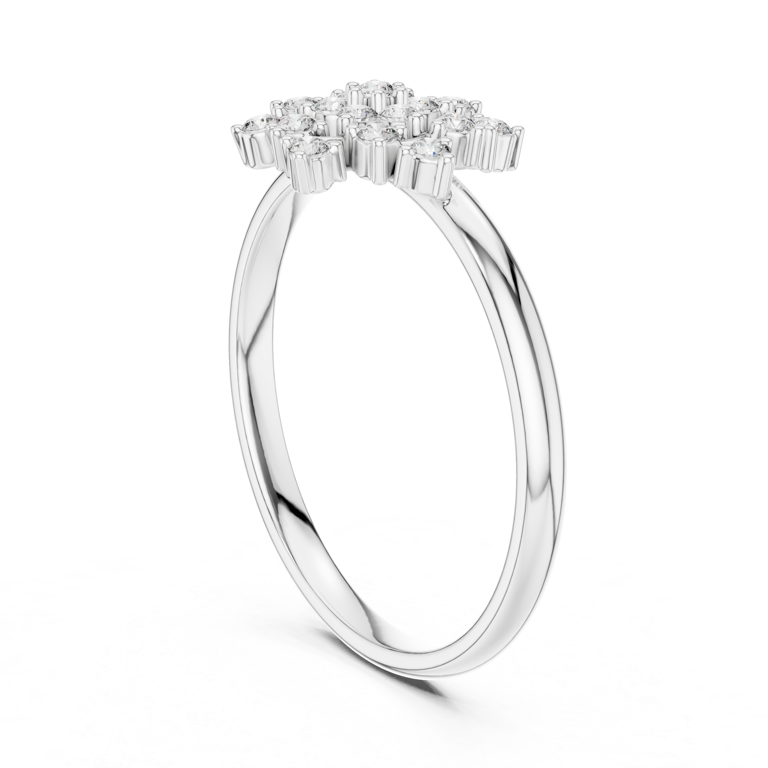 Floral Cluster Diamond Ring – Vintage Snowflake Halo Statement Ring