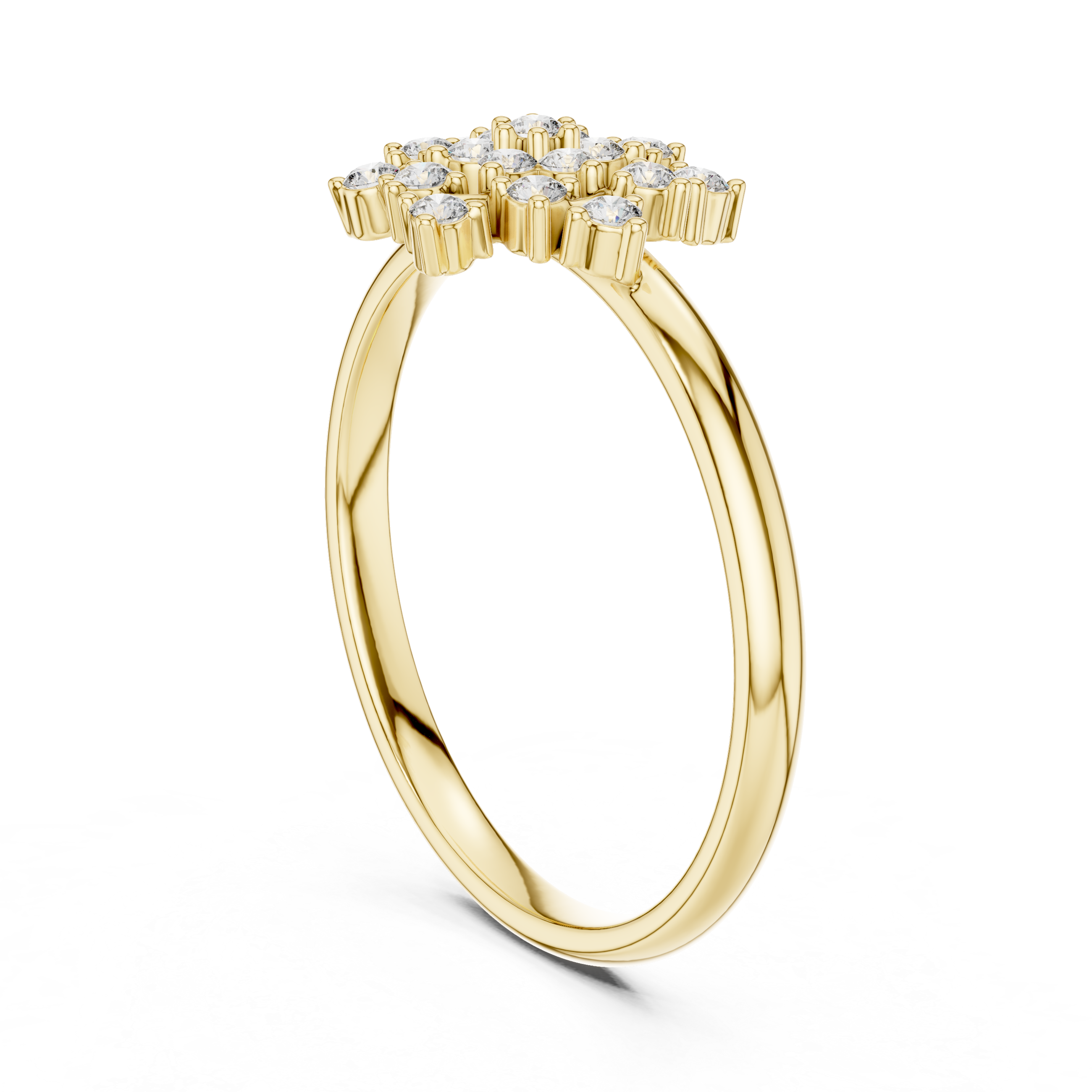 Floral Cluster Diamond Ring – Vintage Snowflake Halo Statement Ring