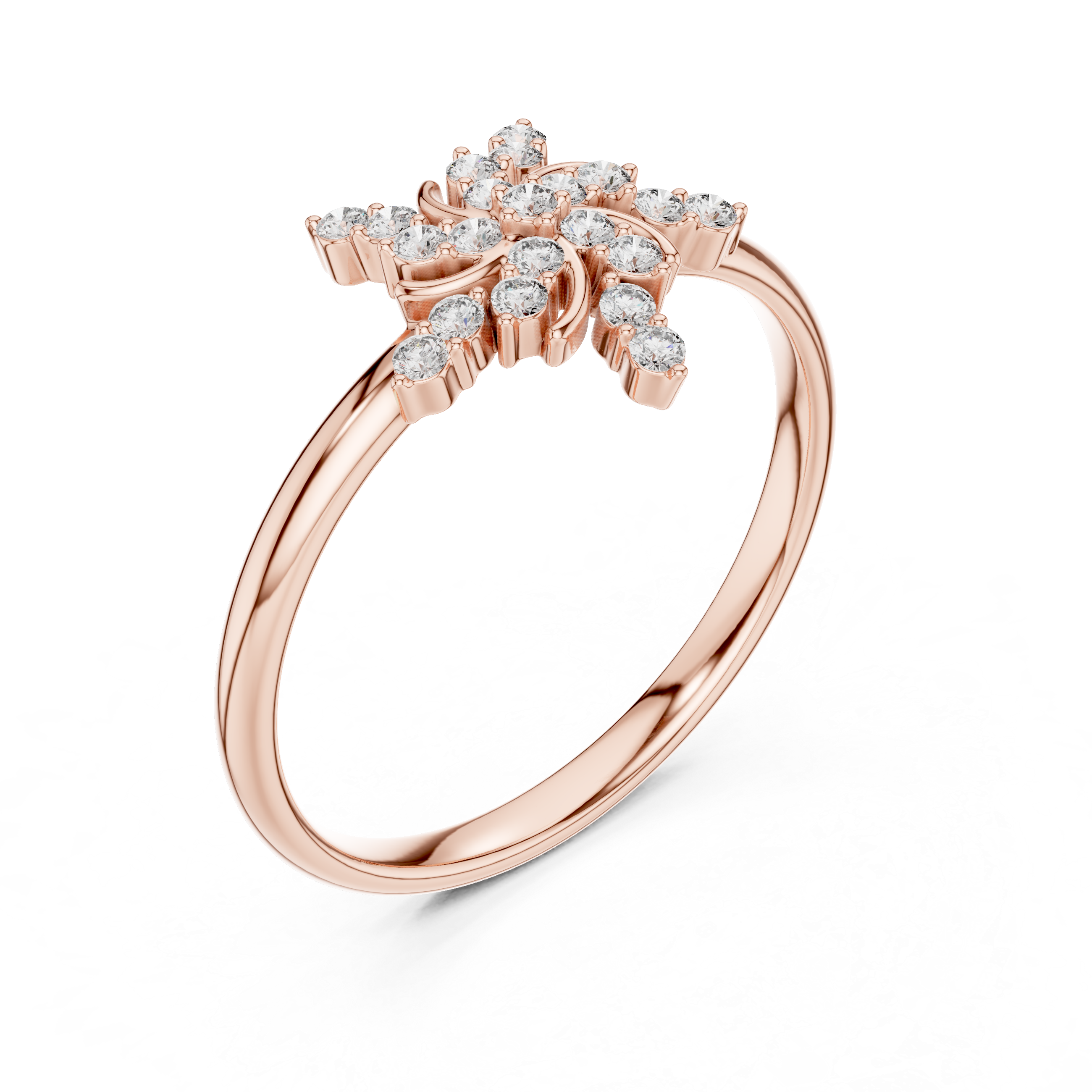 Floral Starburst Diamond Ring – Vintage Swirl Cluster Statement Ring
