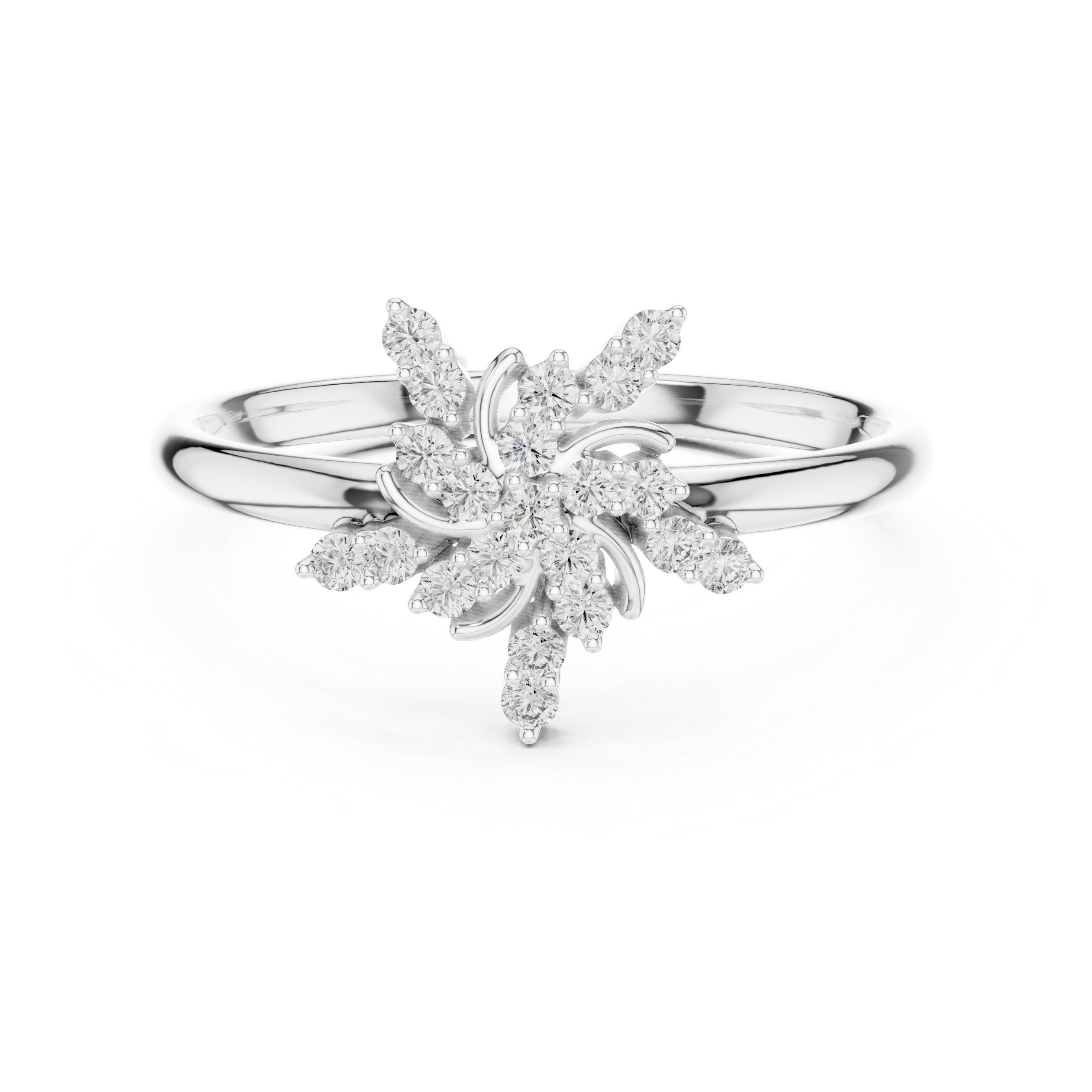 Floral Starburst Diamond Ring – Vintage Swirl Cluster Statement Ring