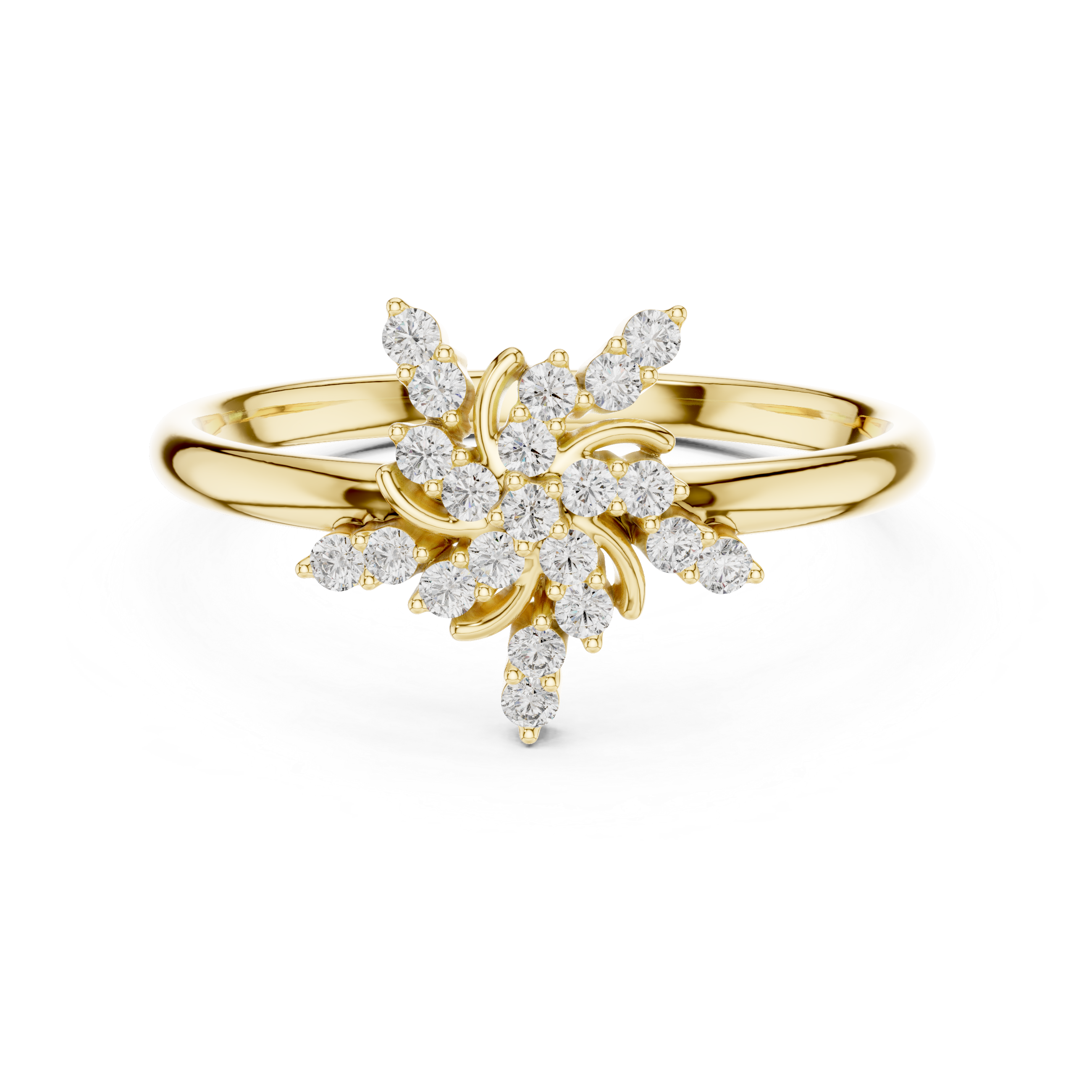 Floral Starburst Diamond Ring – Vintage Swirl Cluster Statement Ring