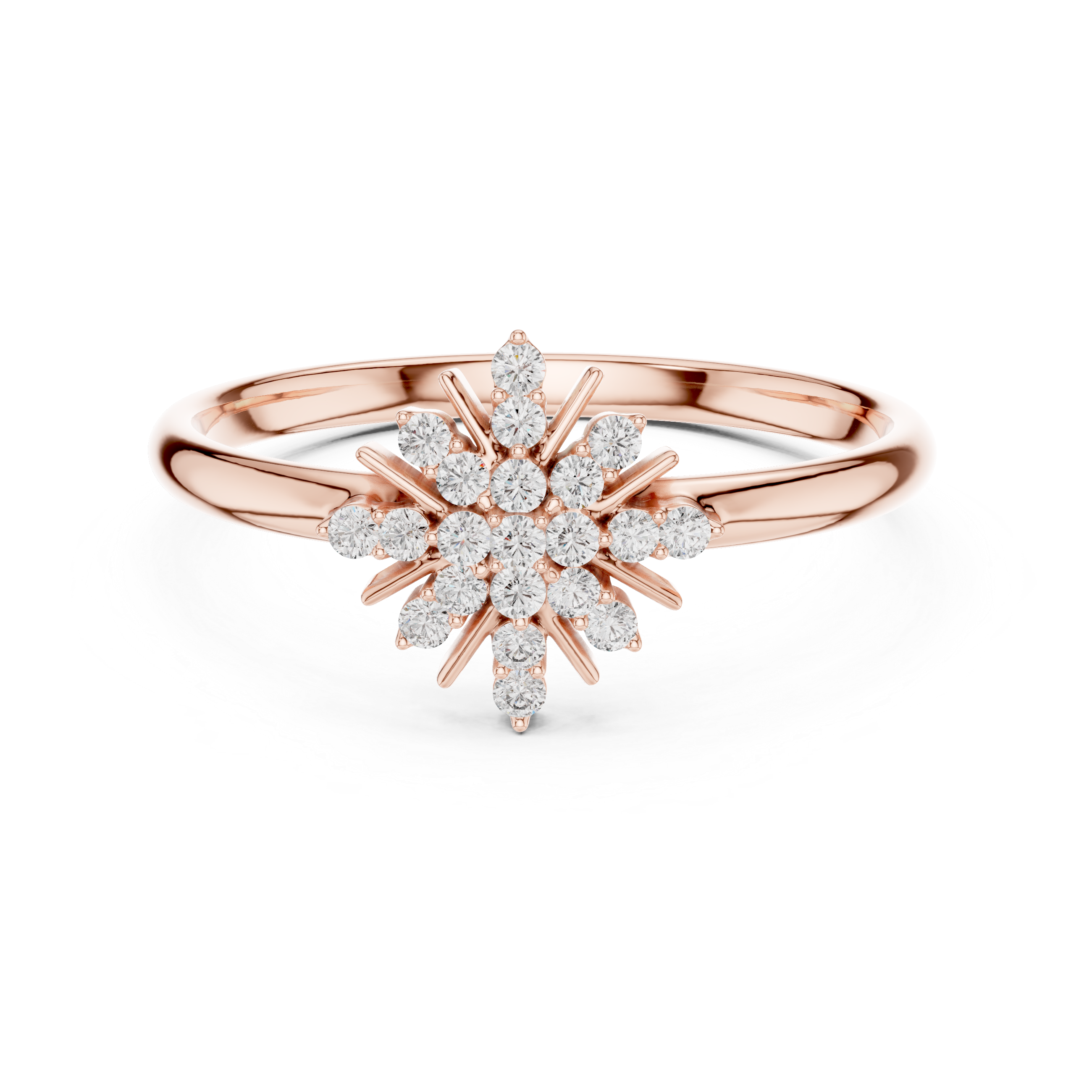 Celestial Starburst Diamond Ring – Snowflake Cluster Statement Ring
