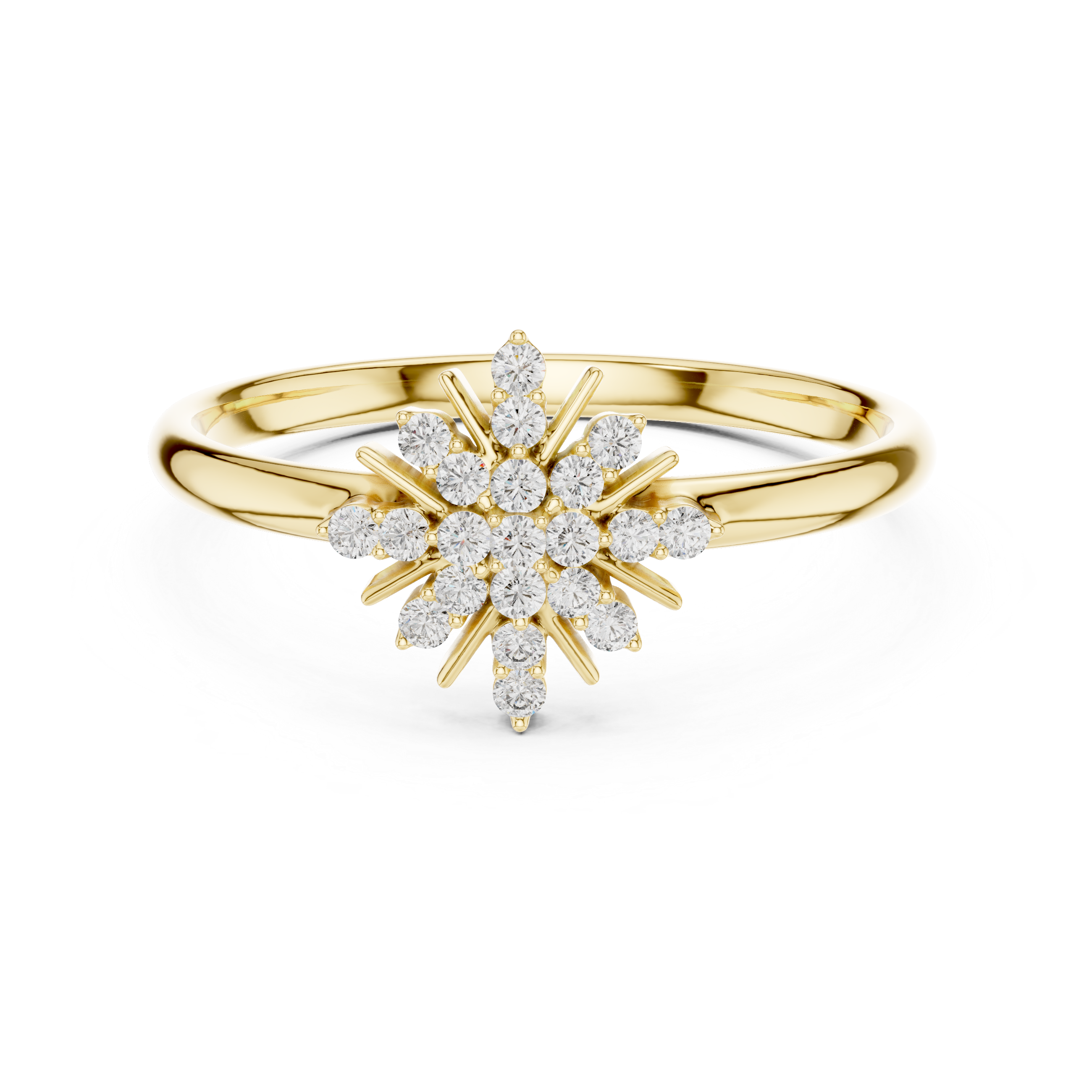 Celestial Starburst Diamond Ring – Snowflake Cluster Statement Ring