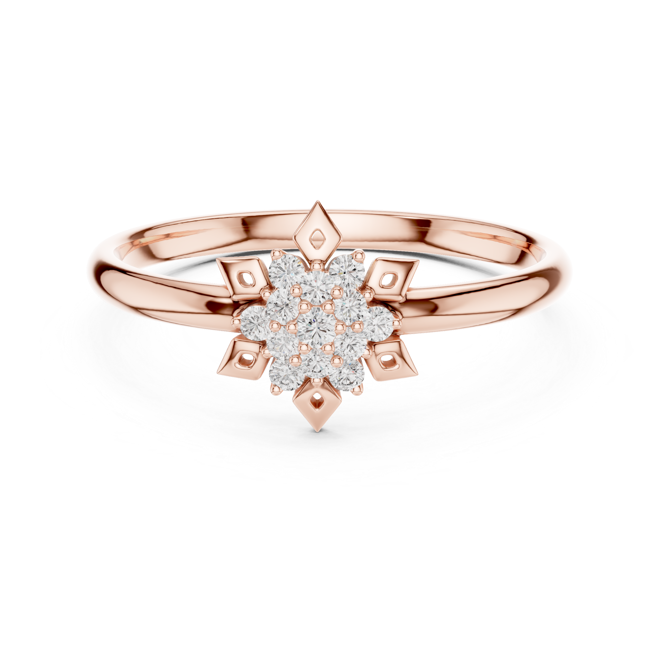 Geometric Snowflake Diamond Ring – Art Deco Star Cluster Ring