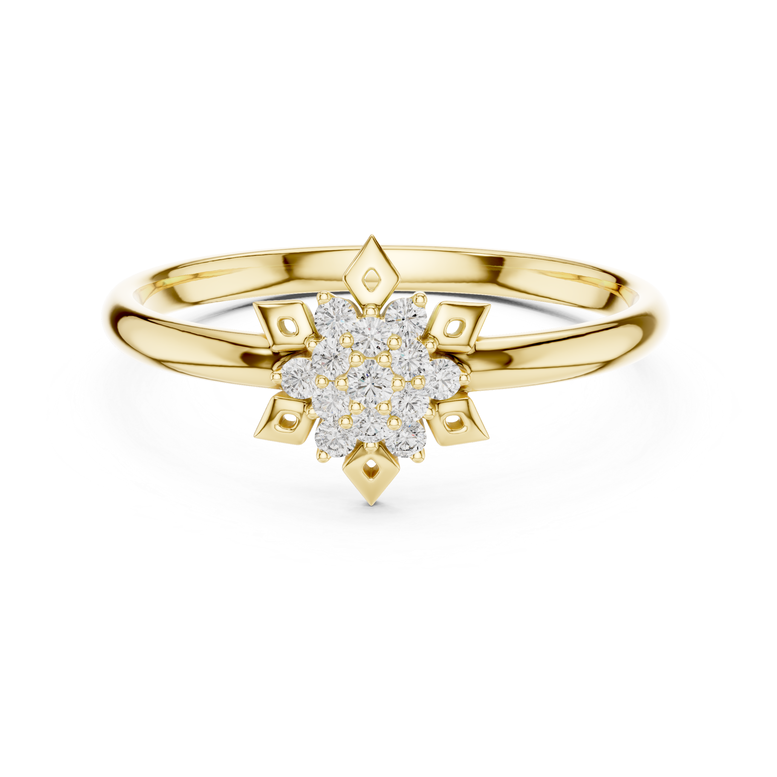 Geometric Snowflake Diamond Ring – Art Deco Star Cluster Ring