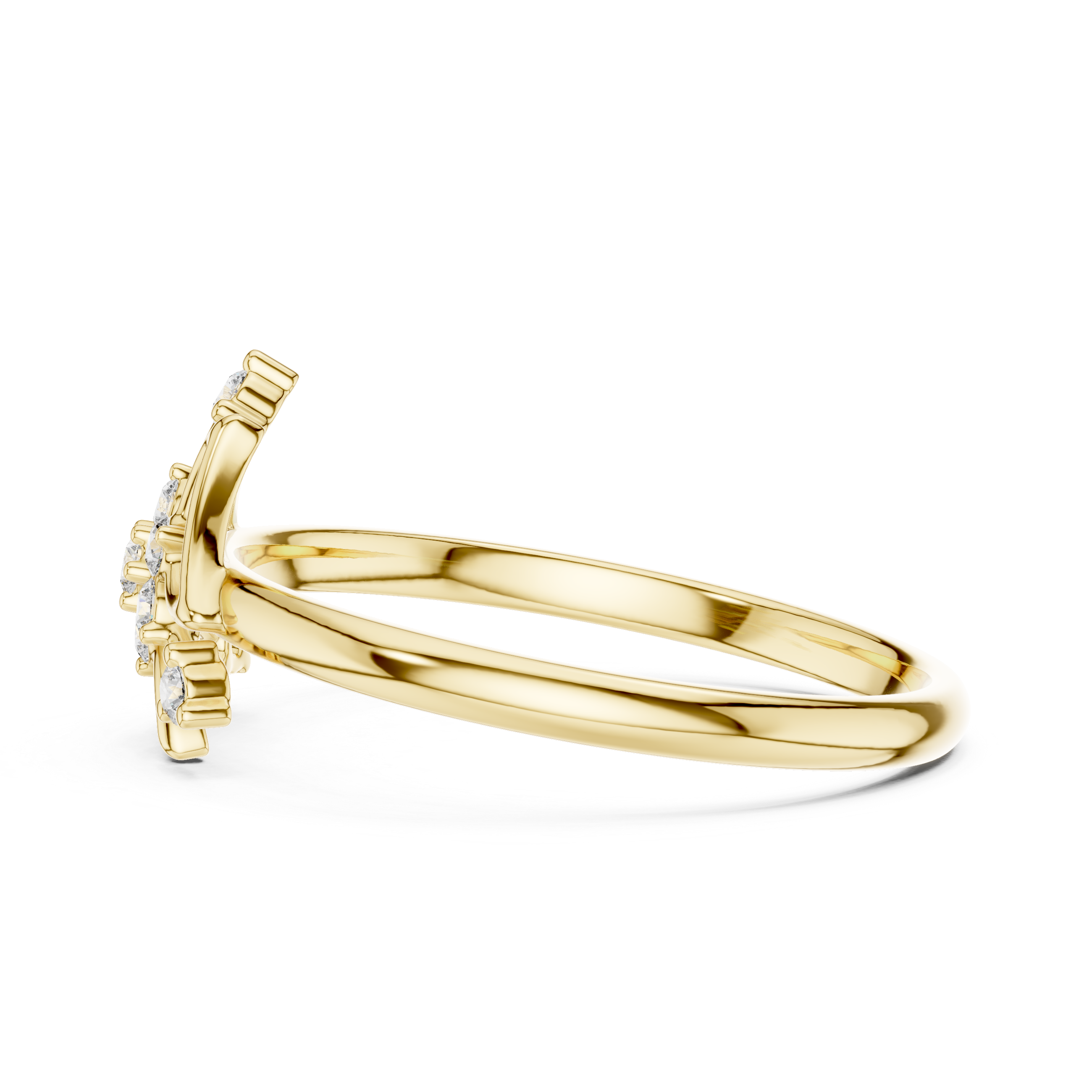 Geometric Trinity Star Diamond Cluster Ring – Celestial Openwork Statement Ring